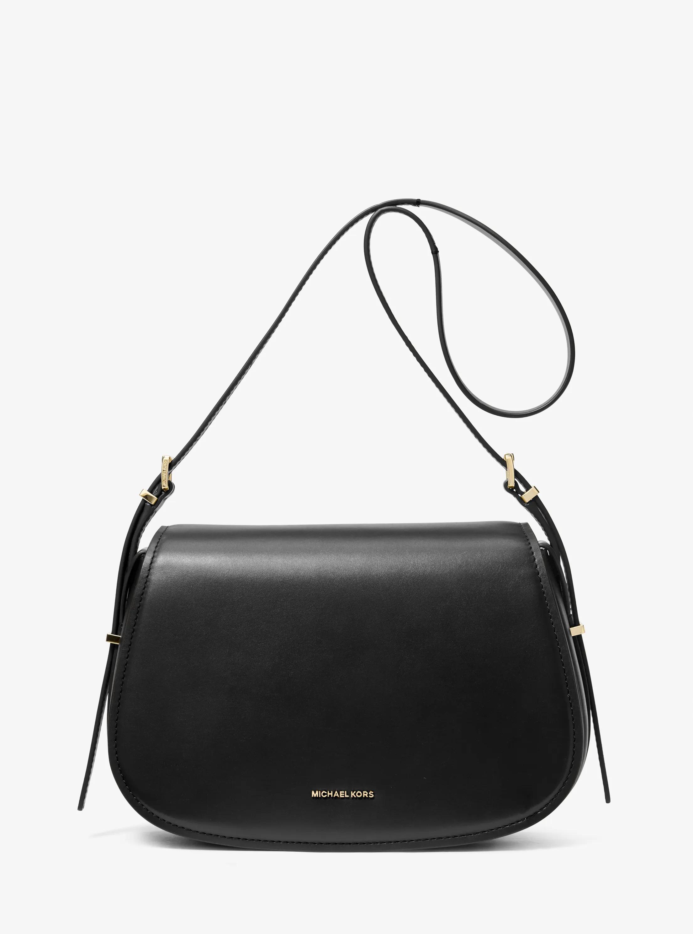 Lydia Medium Leather Crossbody Bag in BLACK | Michael Kors