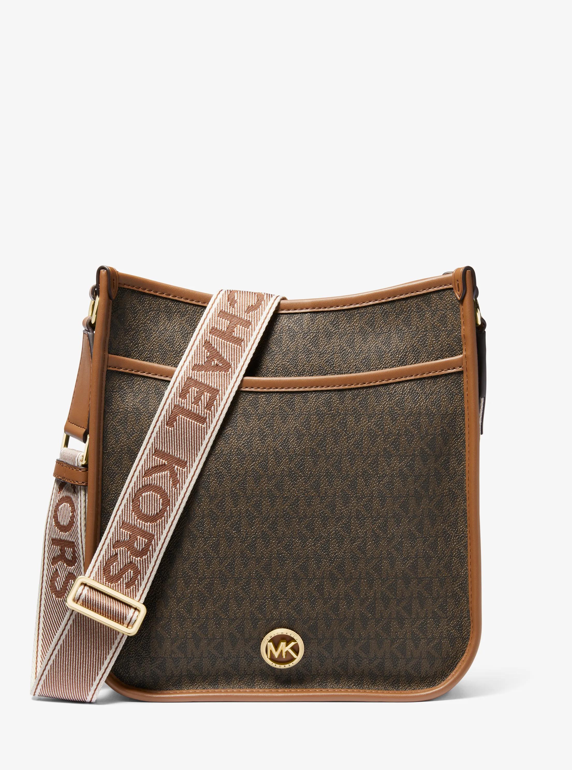 Luisa Large Signature Logo Messenger Bag in BROWN/LUGGAGE | Michael Kors
