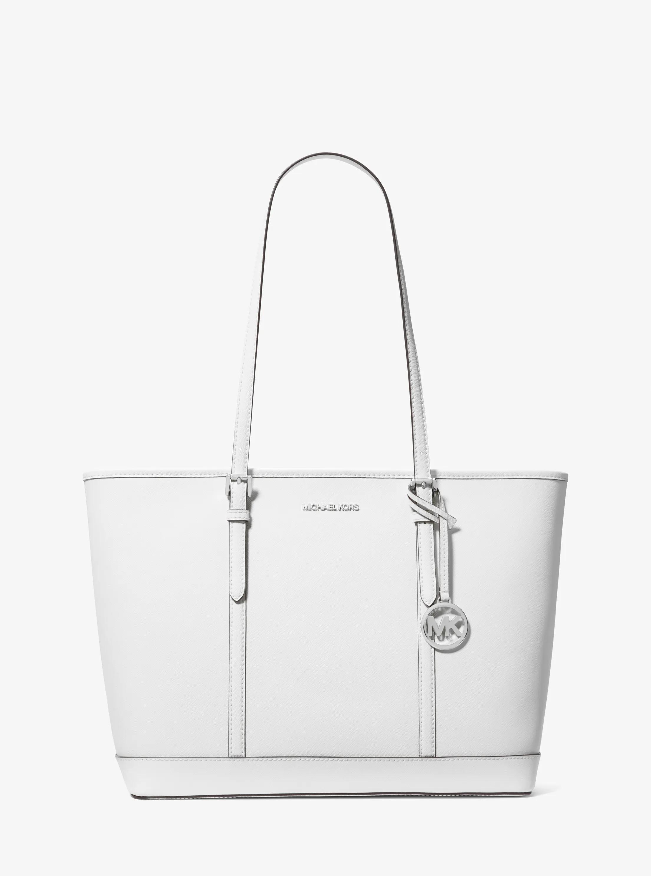 Jet Set Travel Large Saffiano Leather Tote Bag in OPTIC WHITE | Michael Kors