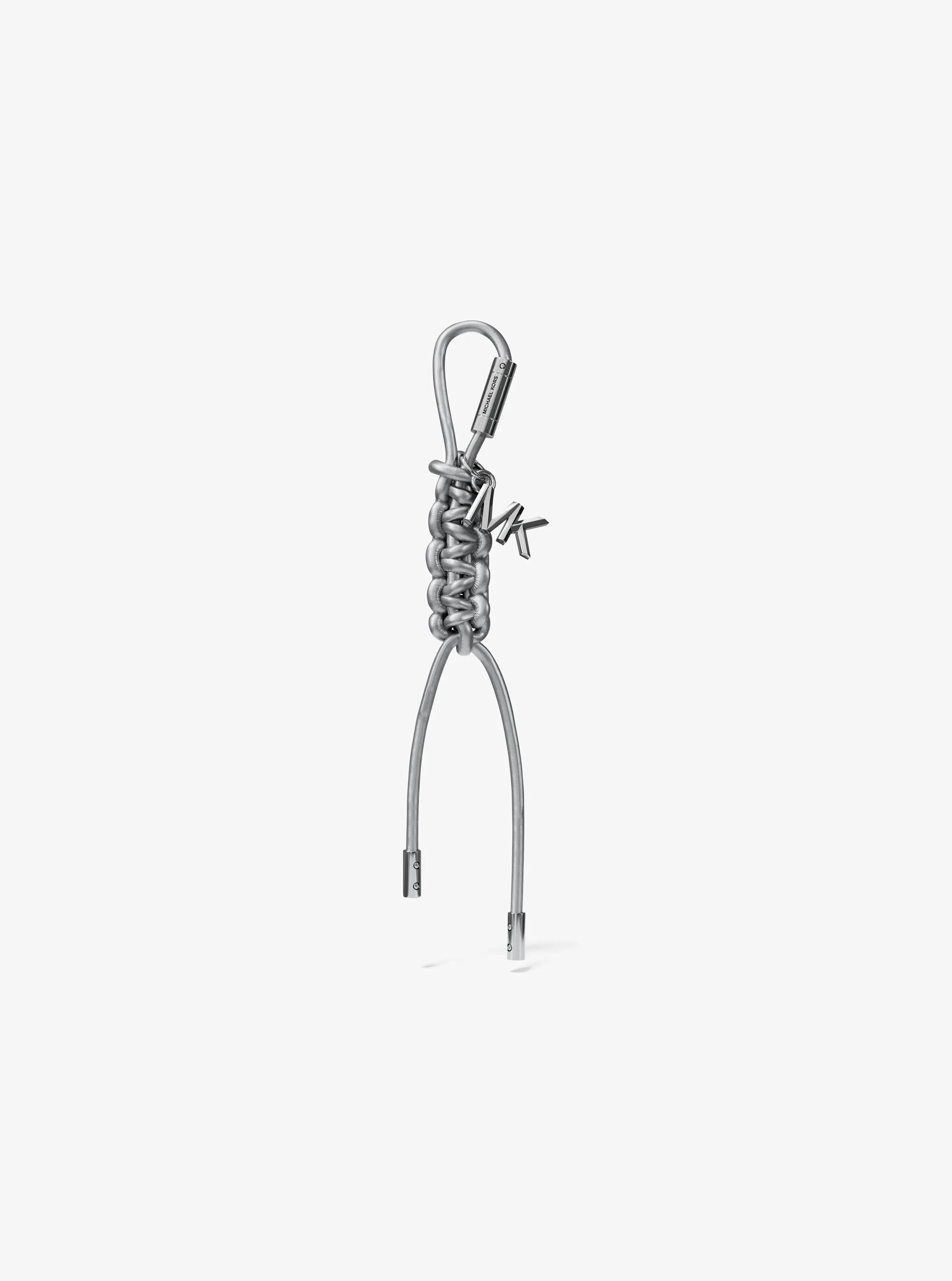 Silver-Tone and Metallic Braided Cord Bag Charm in SILVER | Michael Kors