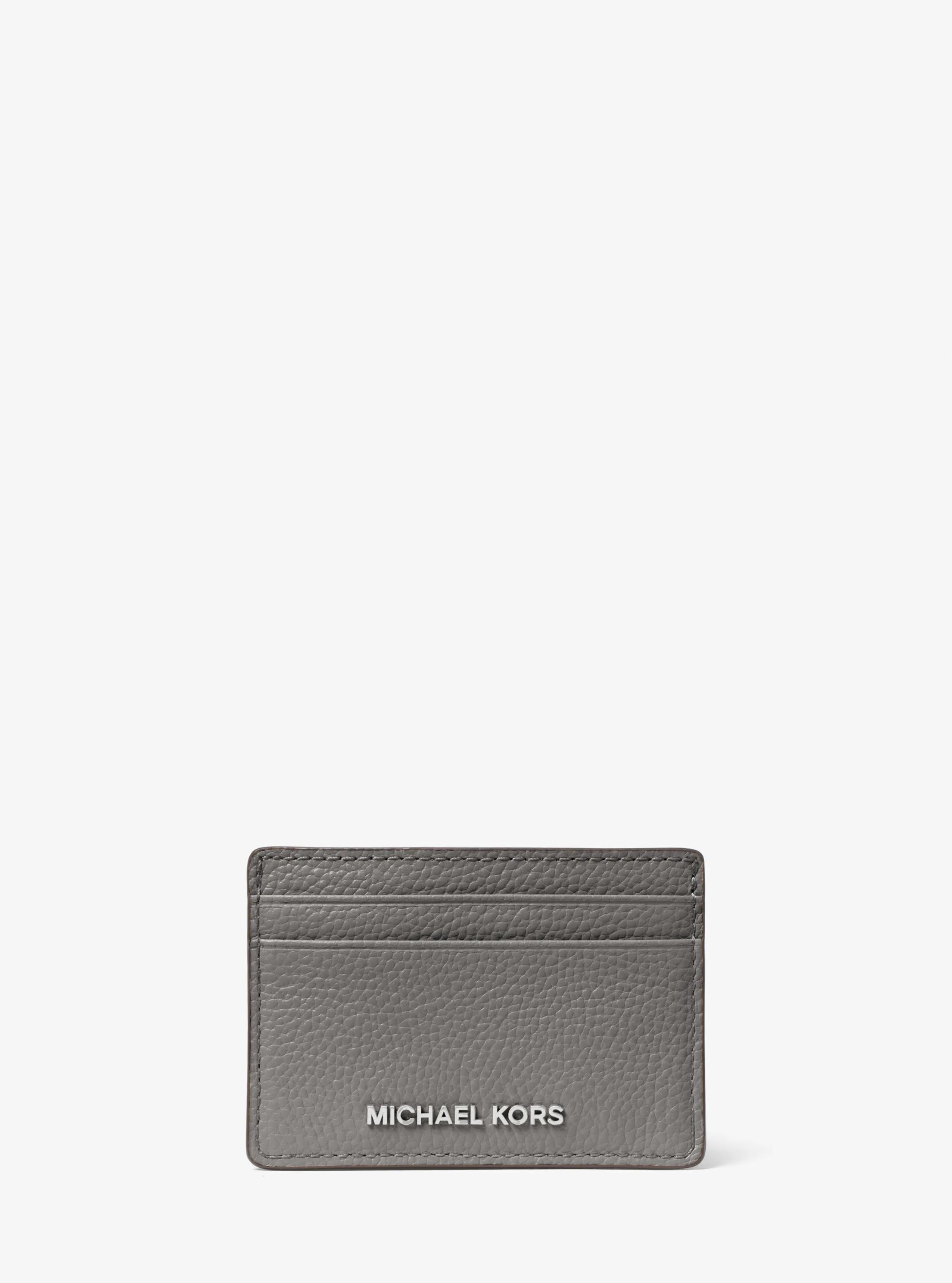 Pebbled Leather Card Case in HEATHER GREY | Michael Kors