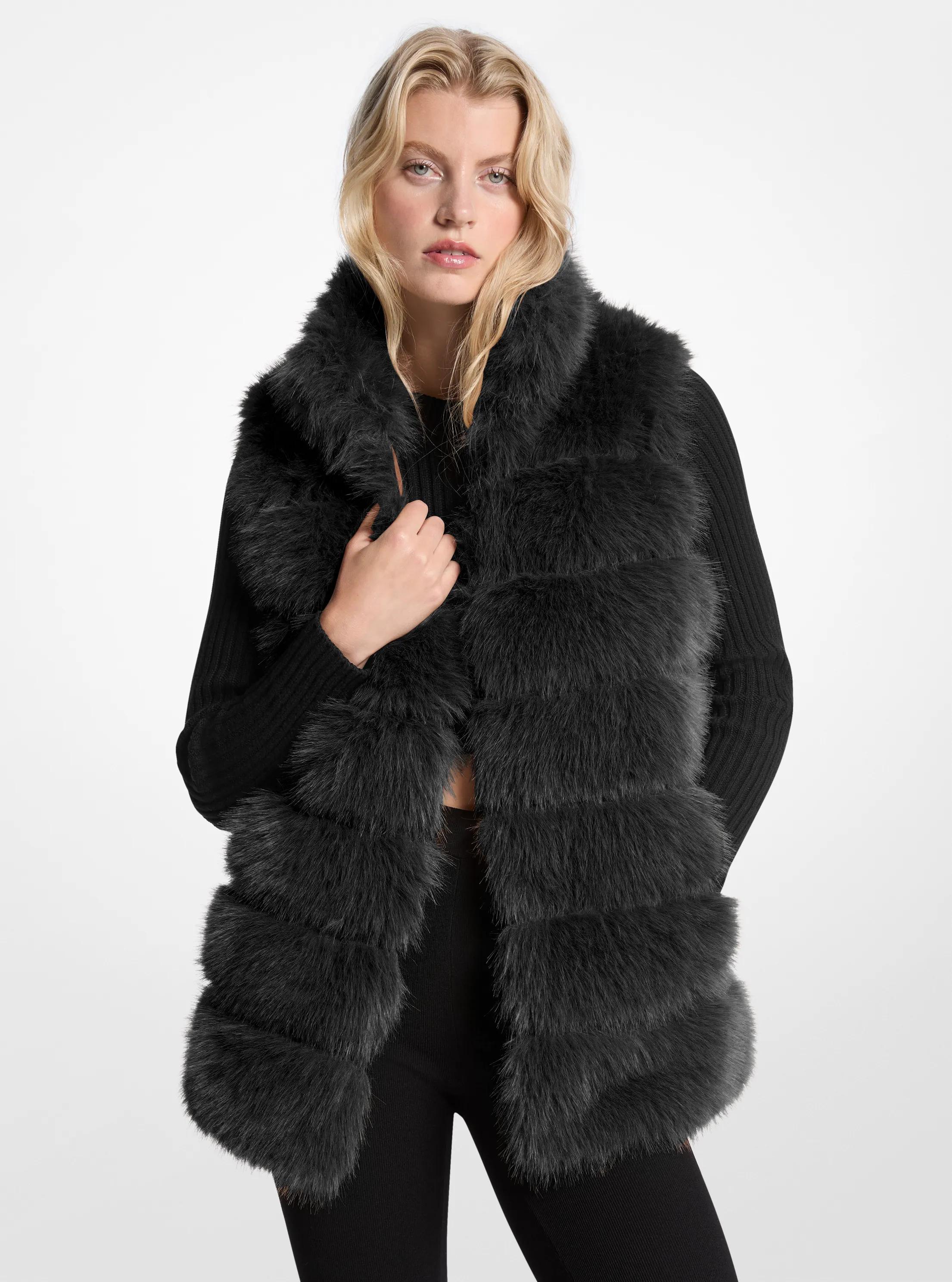 Quilted Faux Fur Vest in BLACK | Michael Kors