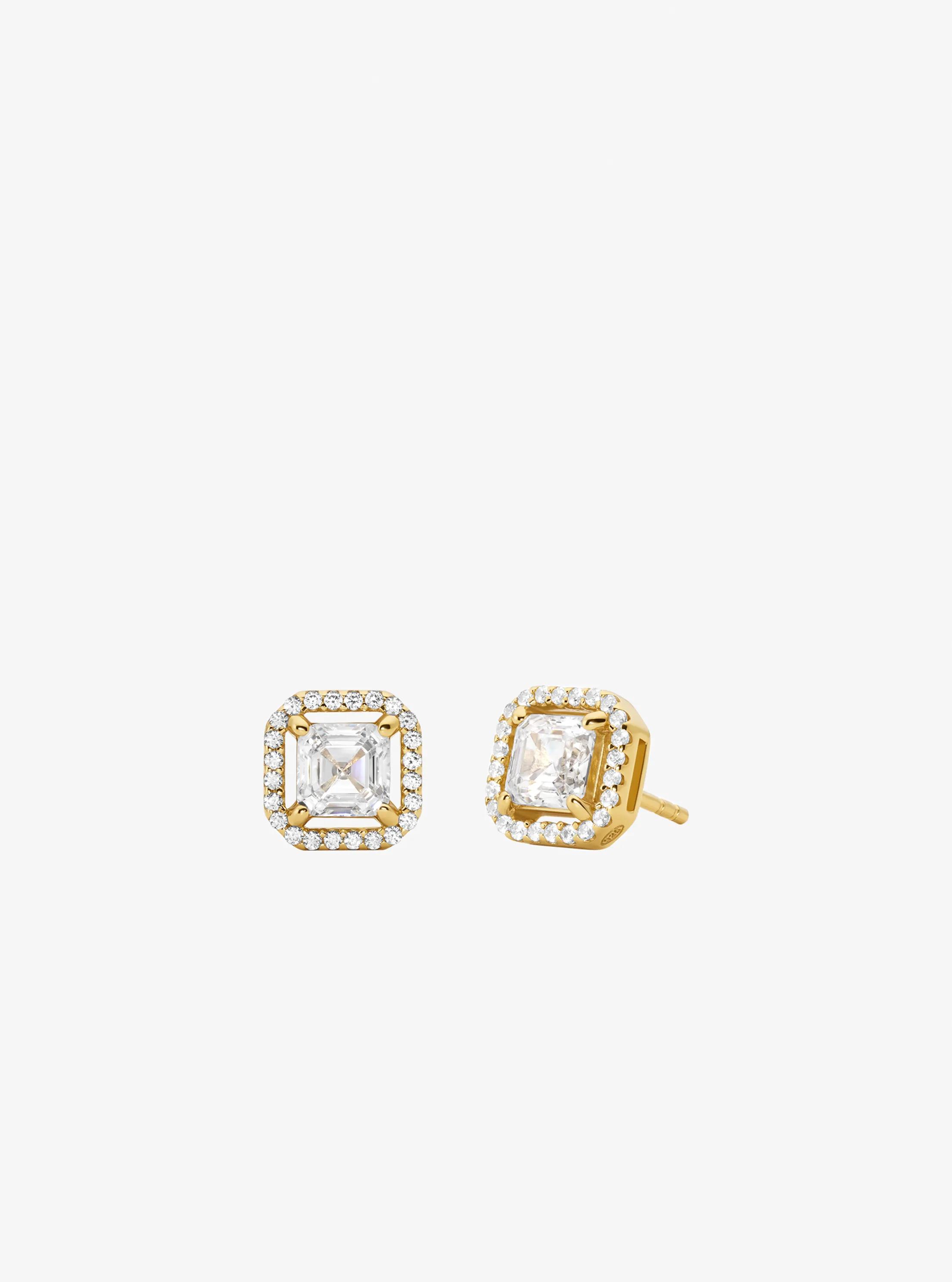 Precious Metal-Plated Sterling Silver Pav Stud Earrings $125