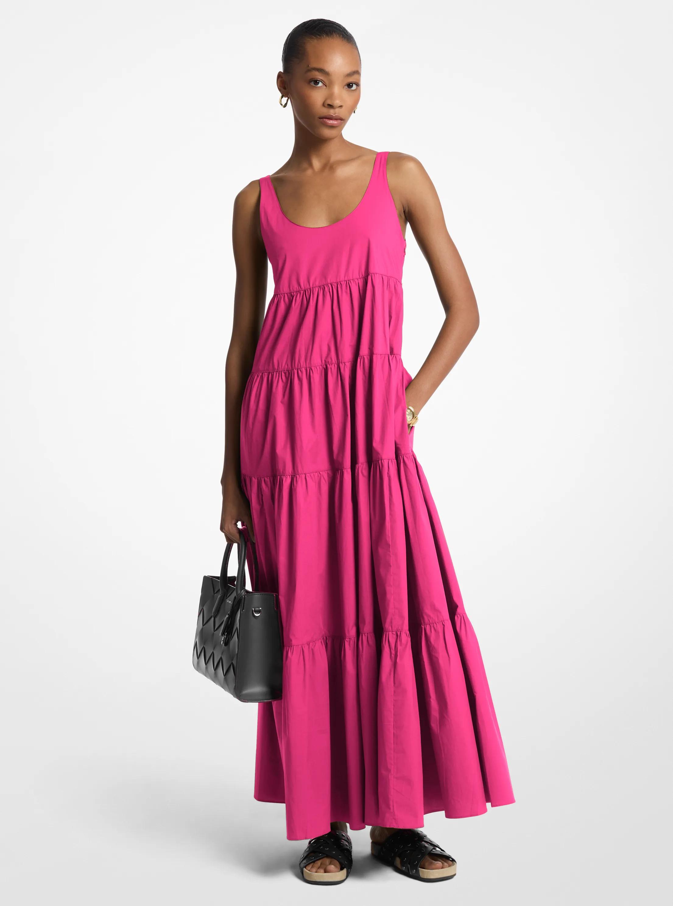 Vestido de algod&oacute;n el&aacute;stico con capas