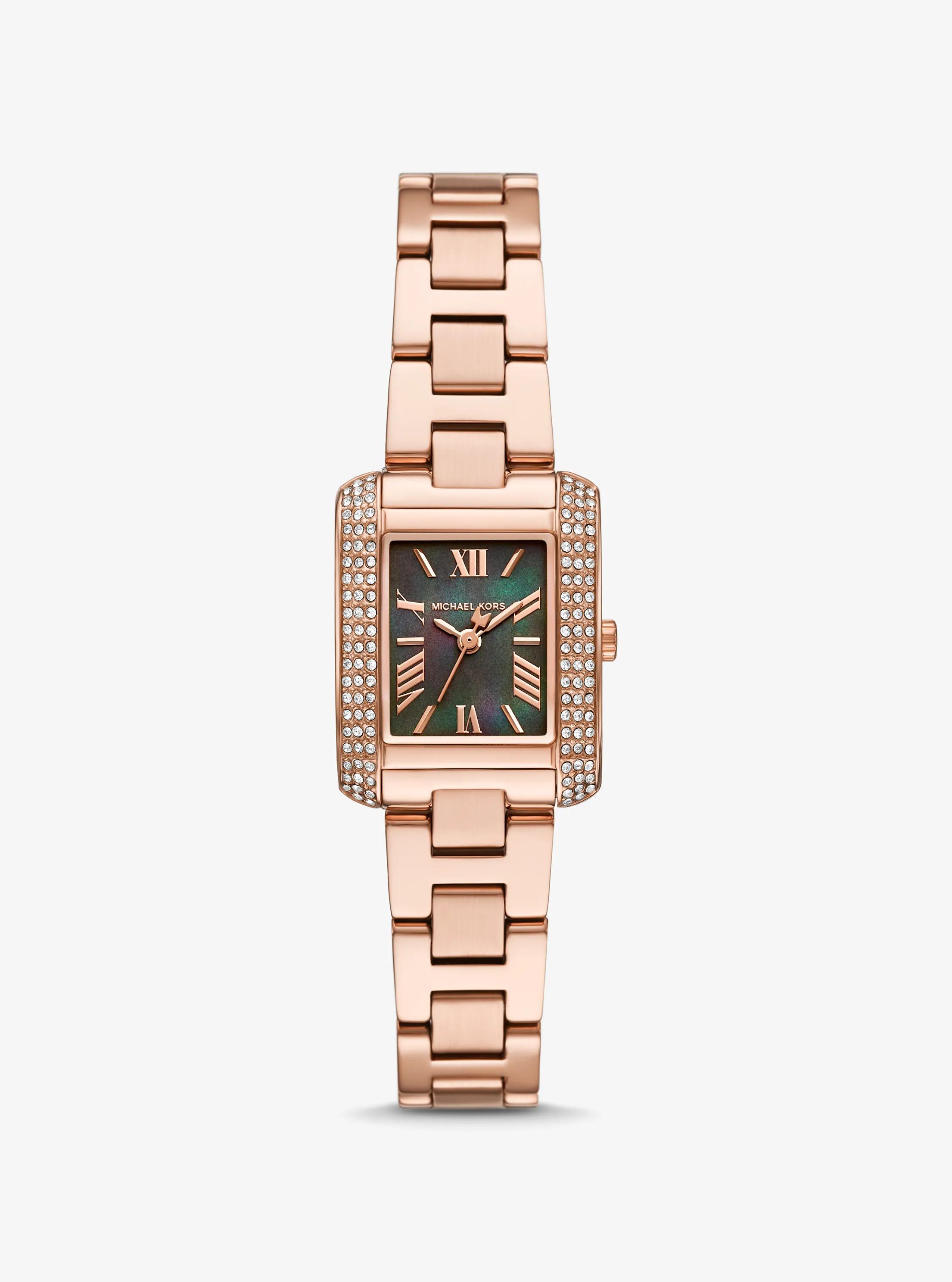 Montre Emery miniature de ton or rose &agrave; pav&eacute; in OR ROSE | Michael Kors