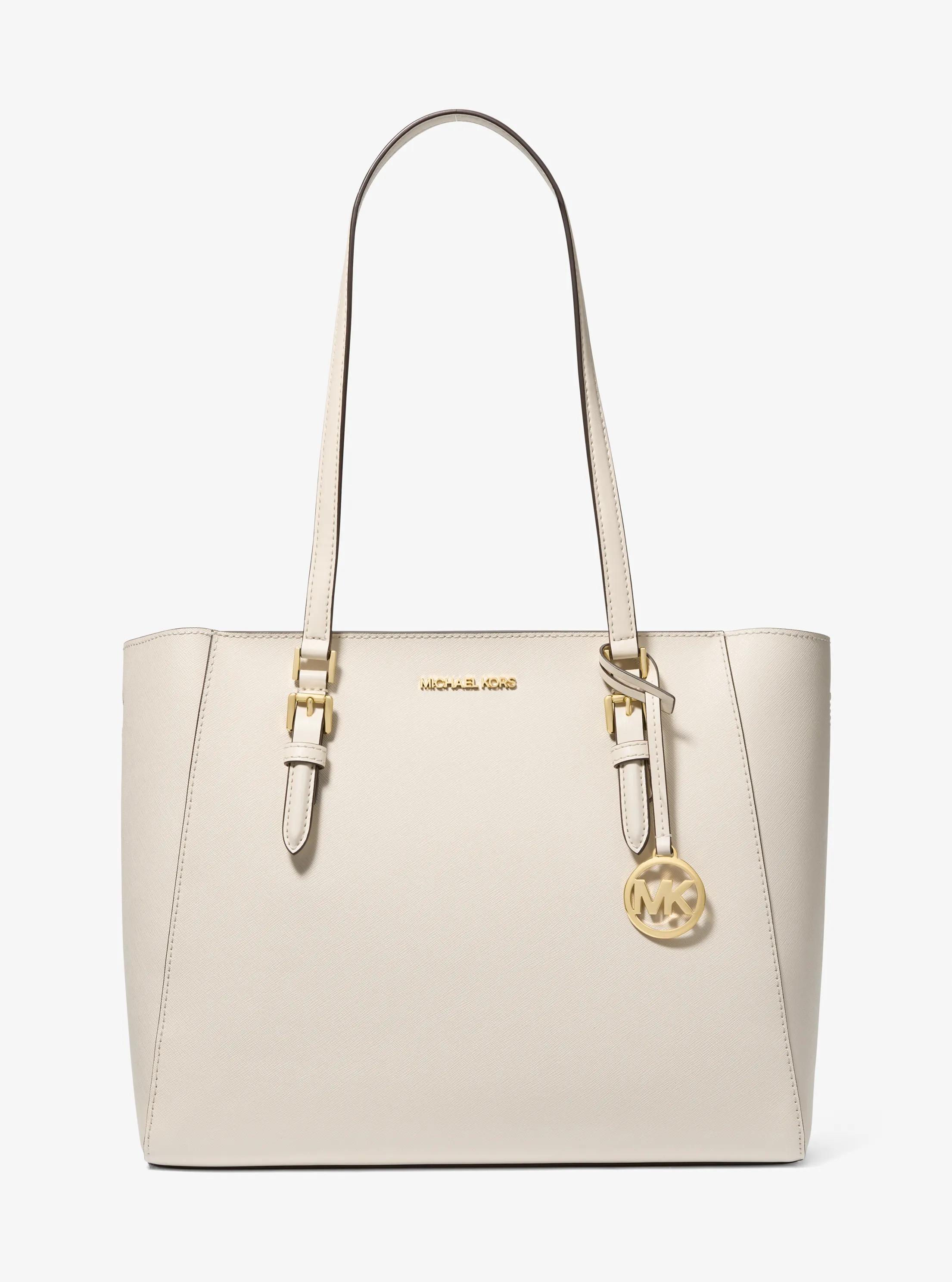 Charlotte Large Saffiano Leather 3-in-1 Tote Bag in LT CREAM | Michael Kors