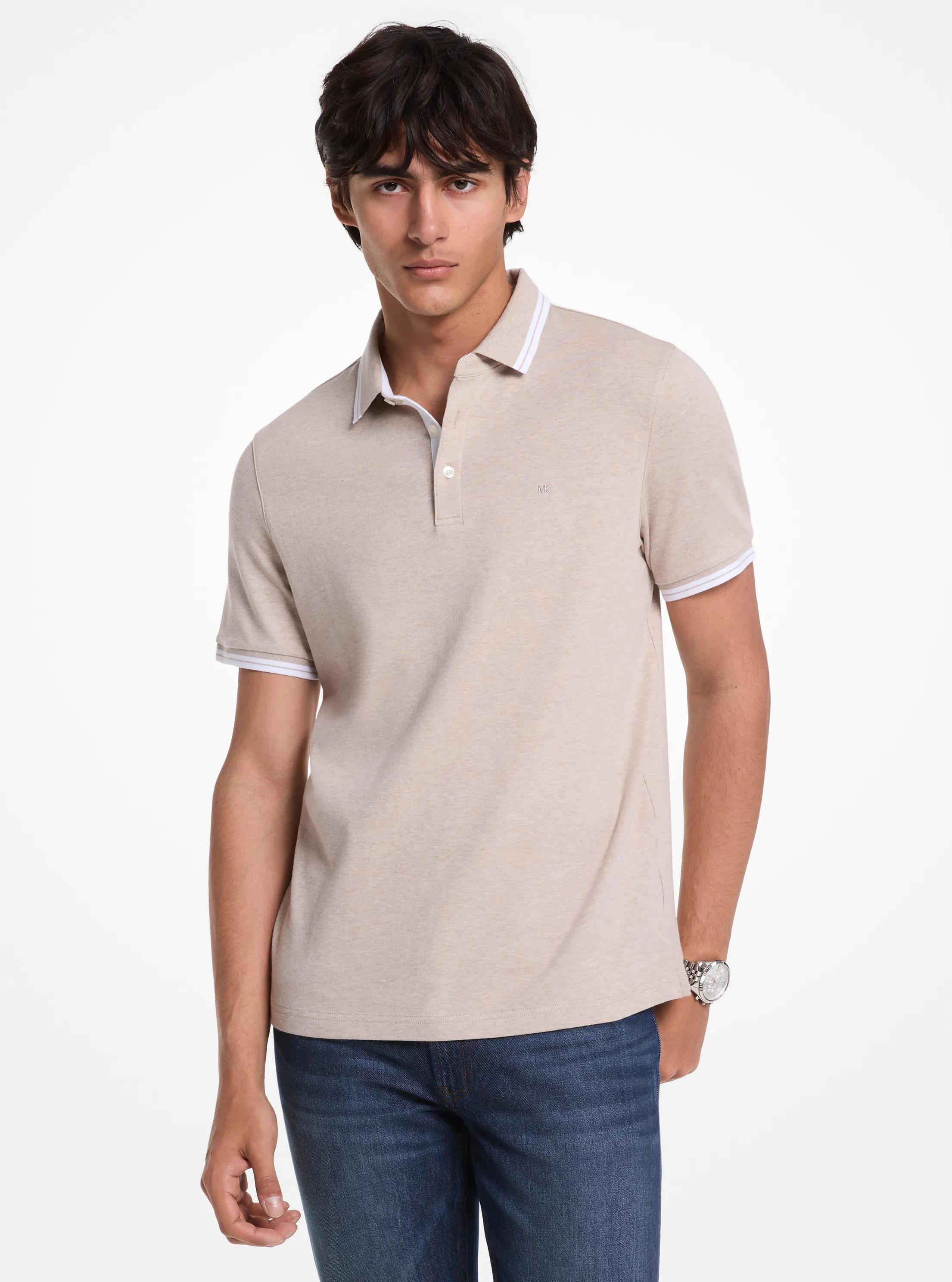 Greenwich Cotton Polo Shirt in OATMEAL HEAT | Michael Kors