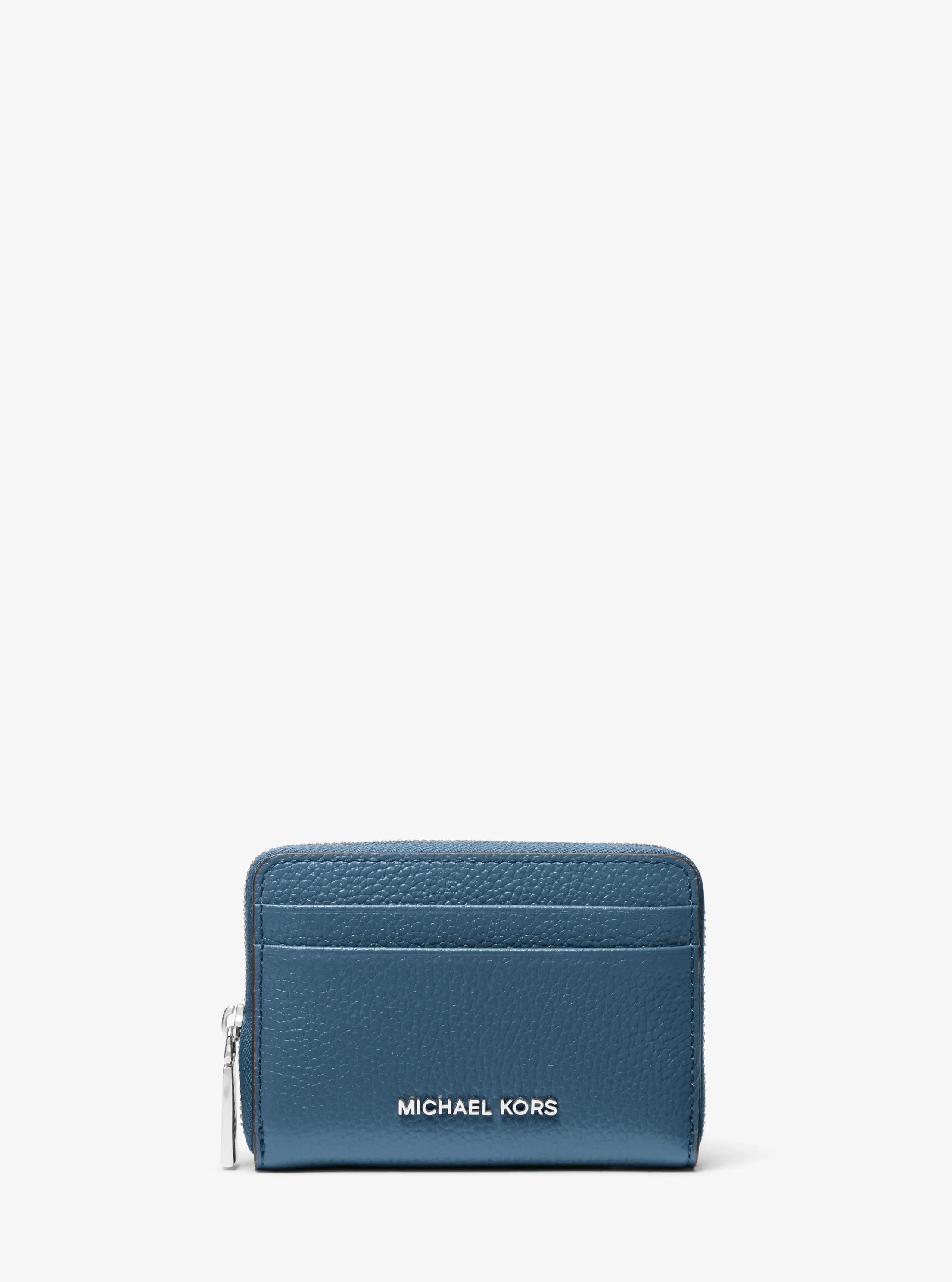 Tarjetero Jet Set peque&ntilde;o de piel granulada con cremallera circundante in CHAMBRAY OSCURO | Michael Kors