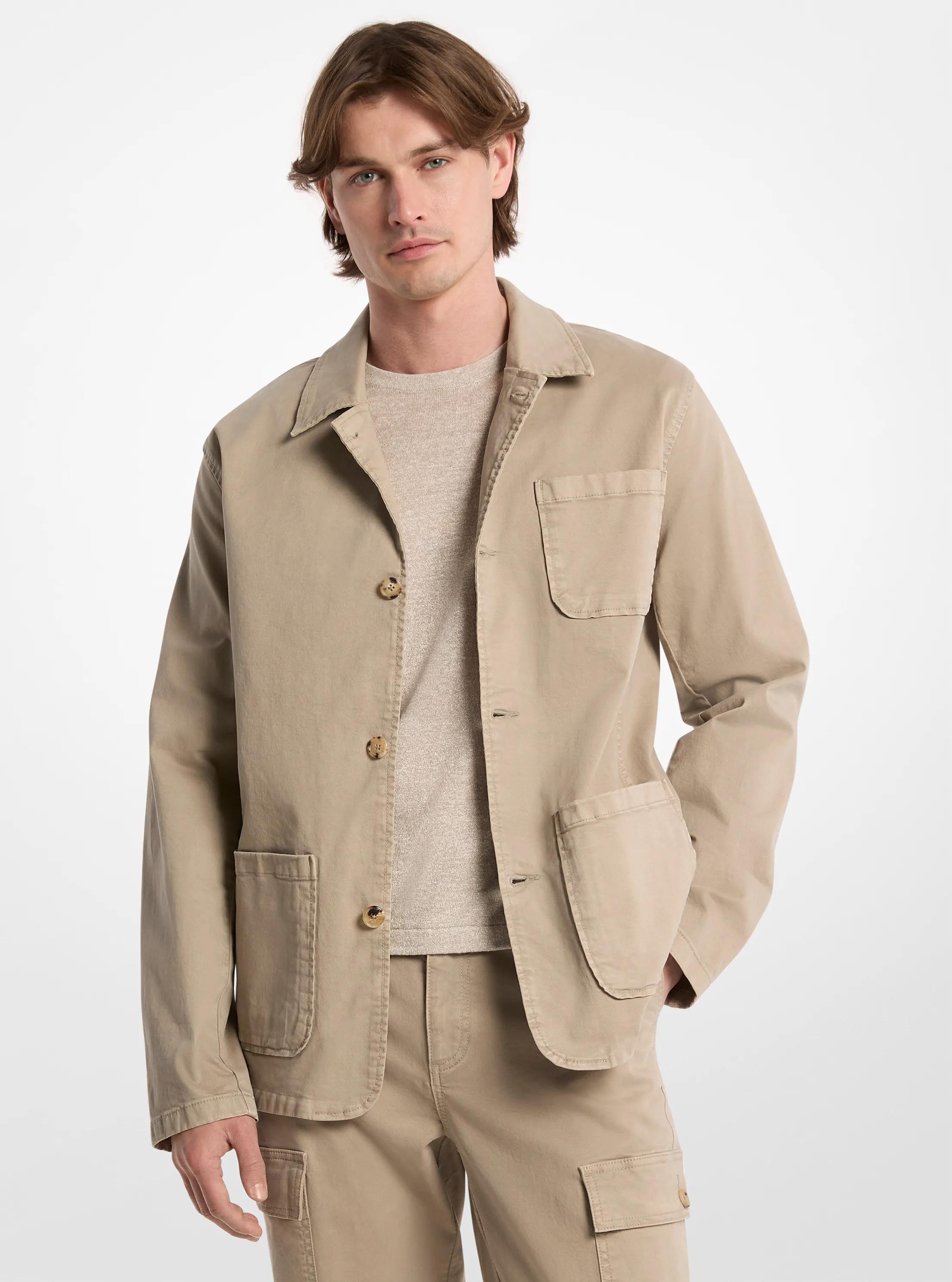 Stretch Cotton Twill Chore Jacket in DUSTY SAGE | Michael Kors