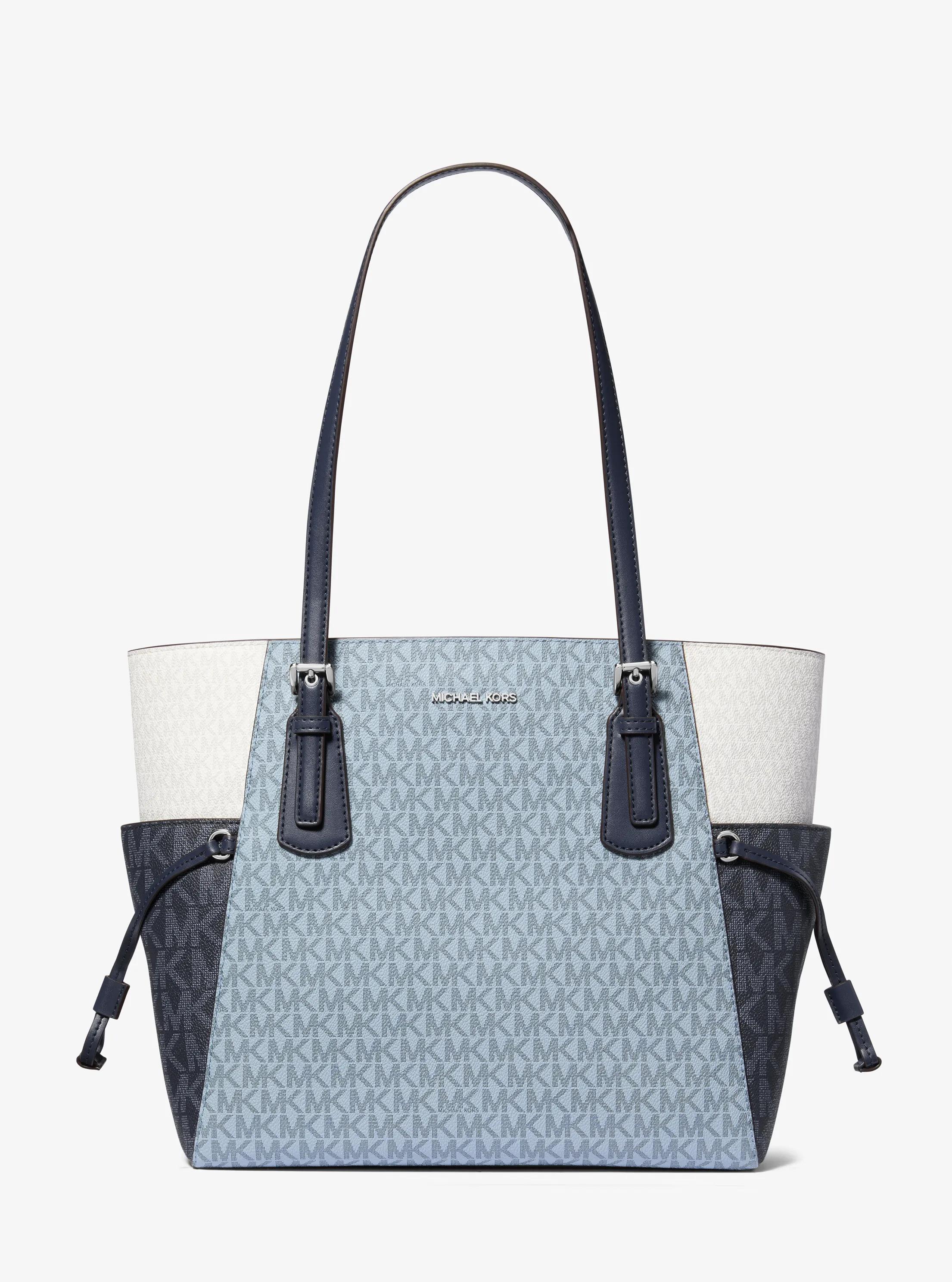 Voyager Large Color-Block Signature Logo Tote Bag in ADMIRL MULTI | Michael Kors