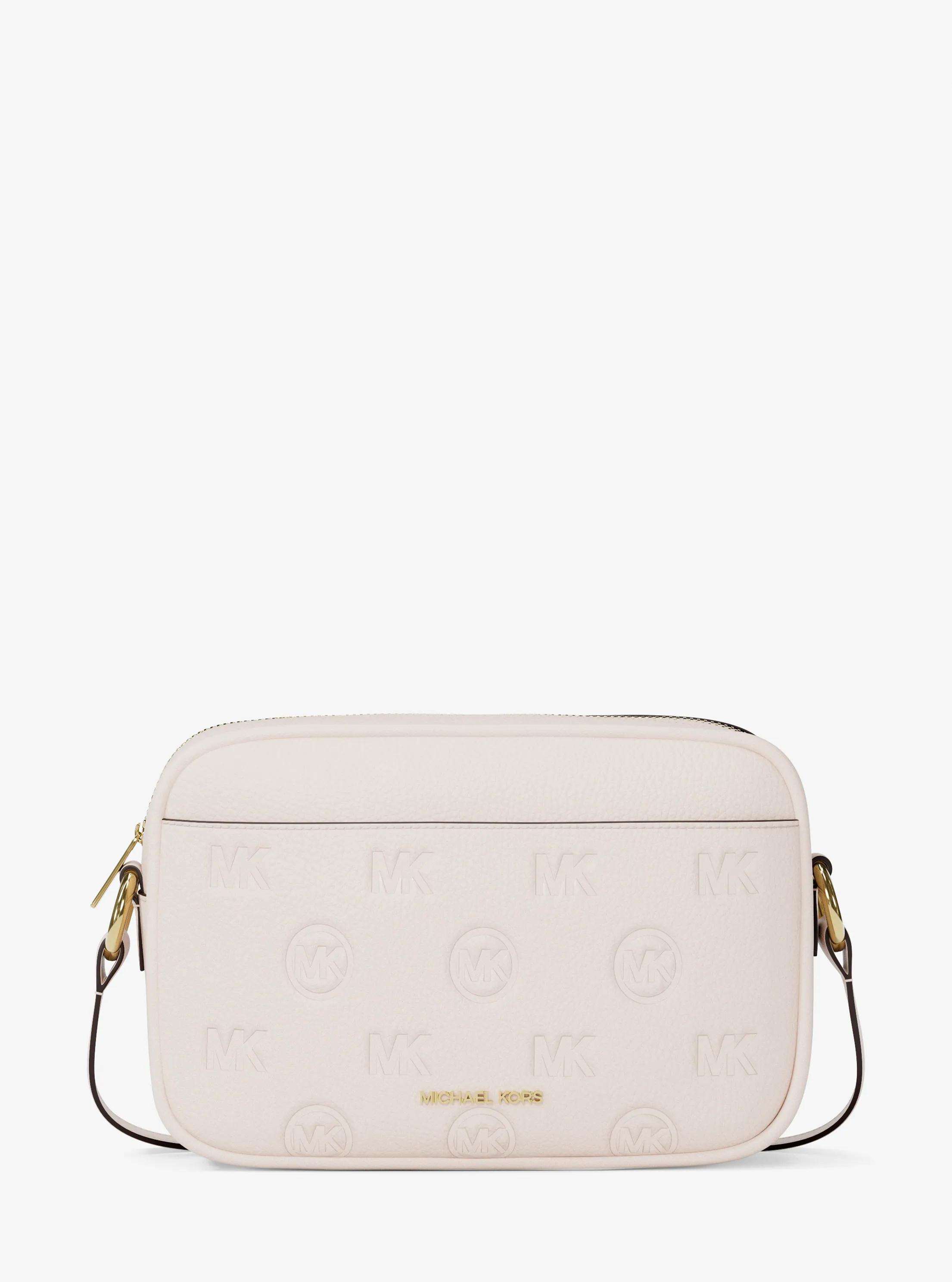 Jet Set Travel Large Logo Debossed Camera Crossbody Bag in LT CREAM | Michael Kors