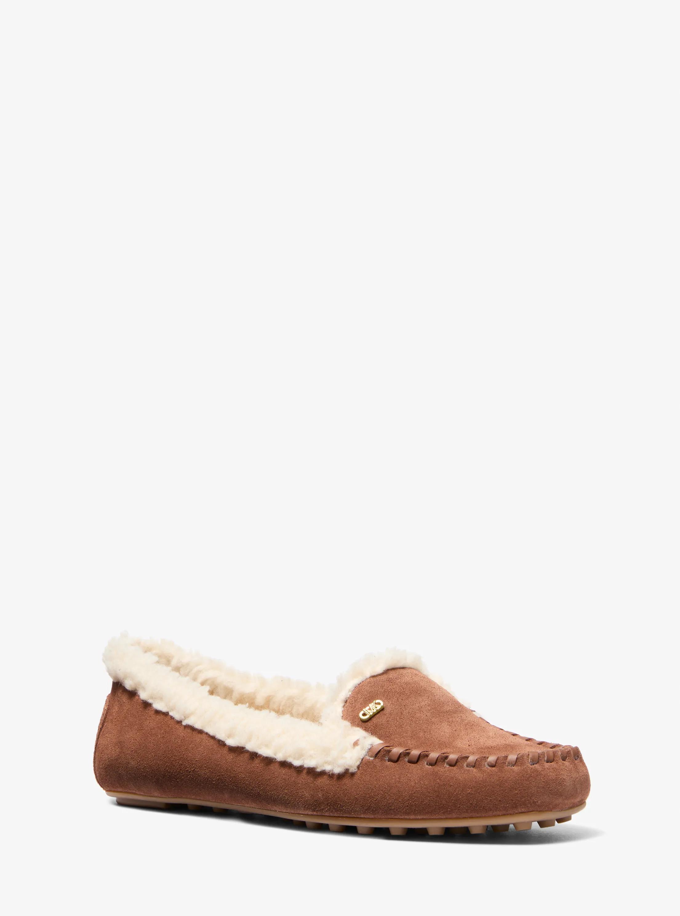 Eve Suede and Faux Shearling Moccasin in LUGGAGE | Michael Kors