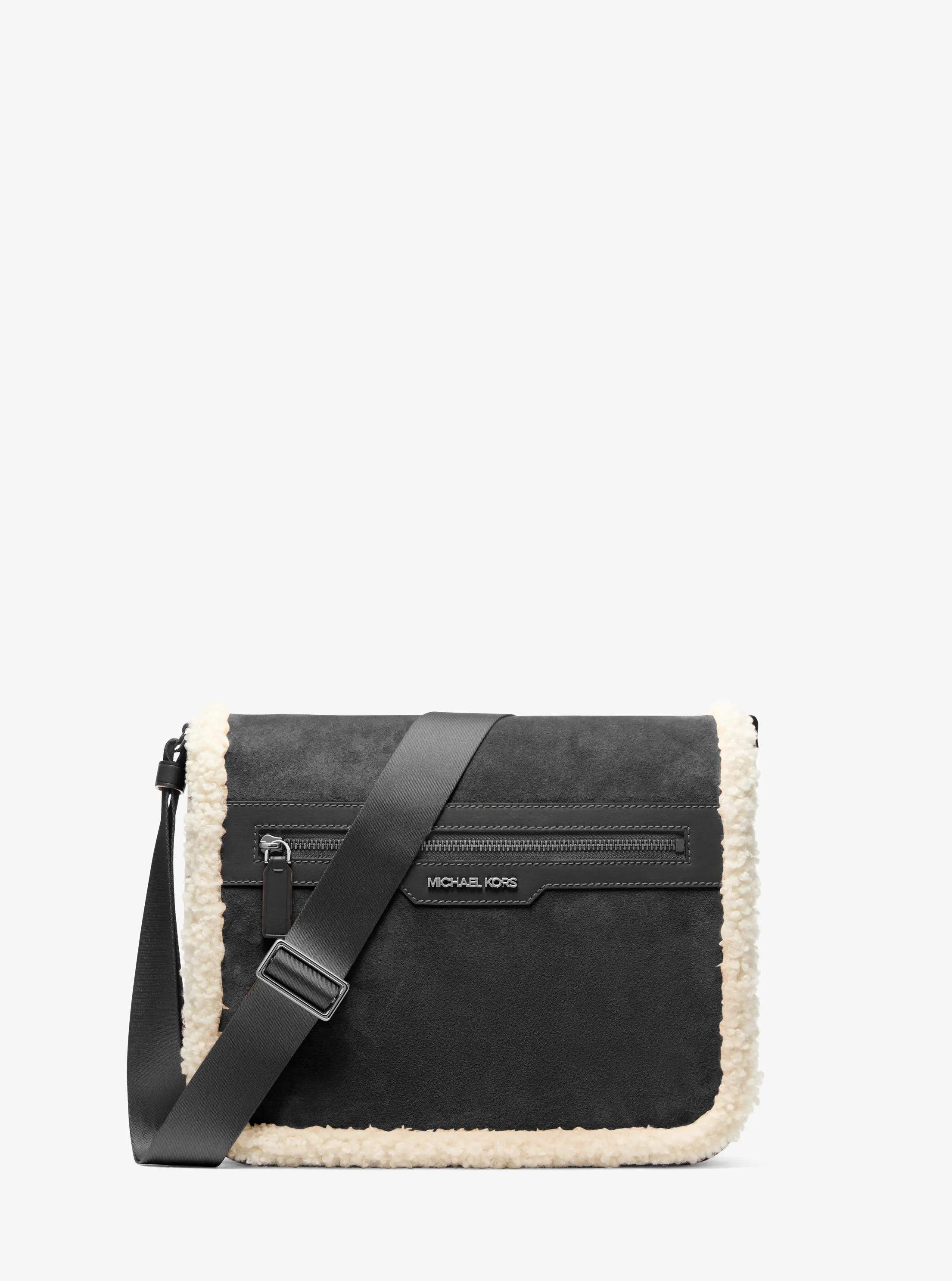 Cooper Suede and Sherpa Messenger Bag in NEGRO | Michael Kors