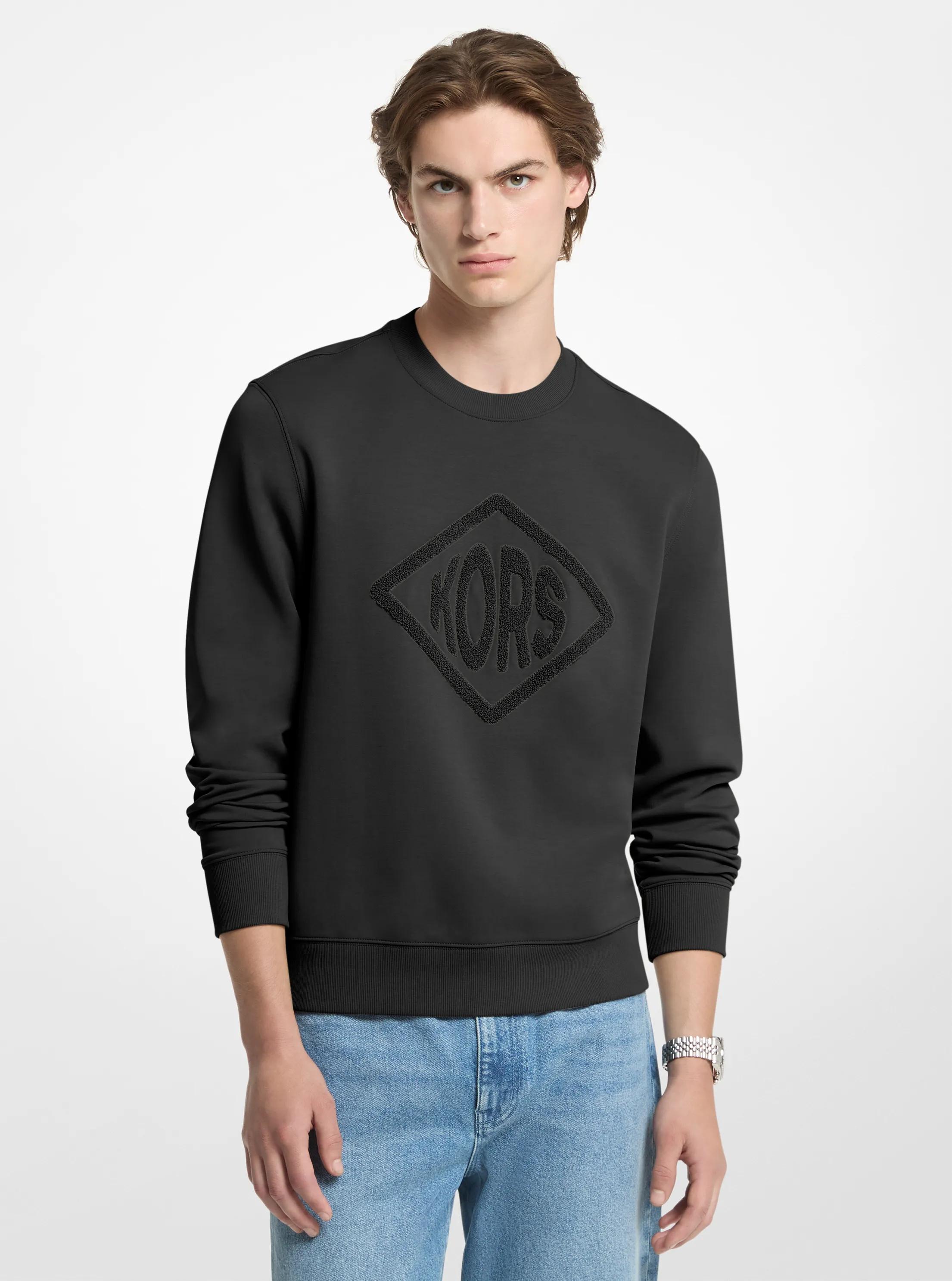Logo Cotton Blend Sweater in BLACK | Michael Kors