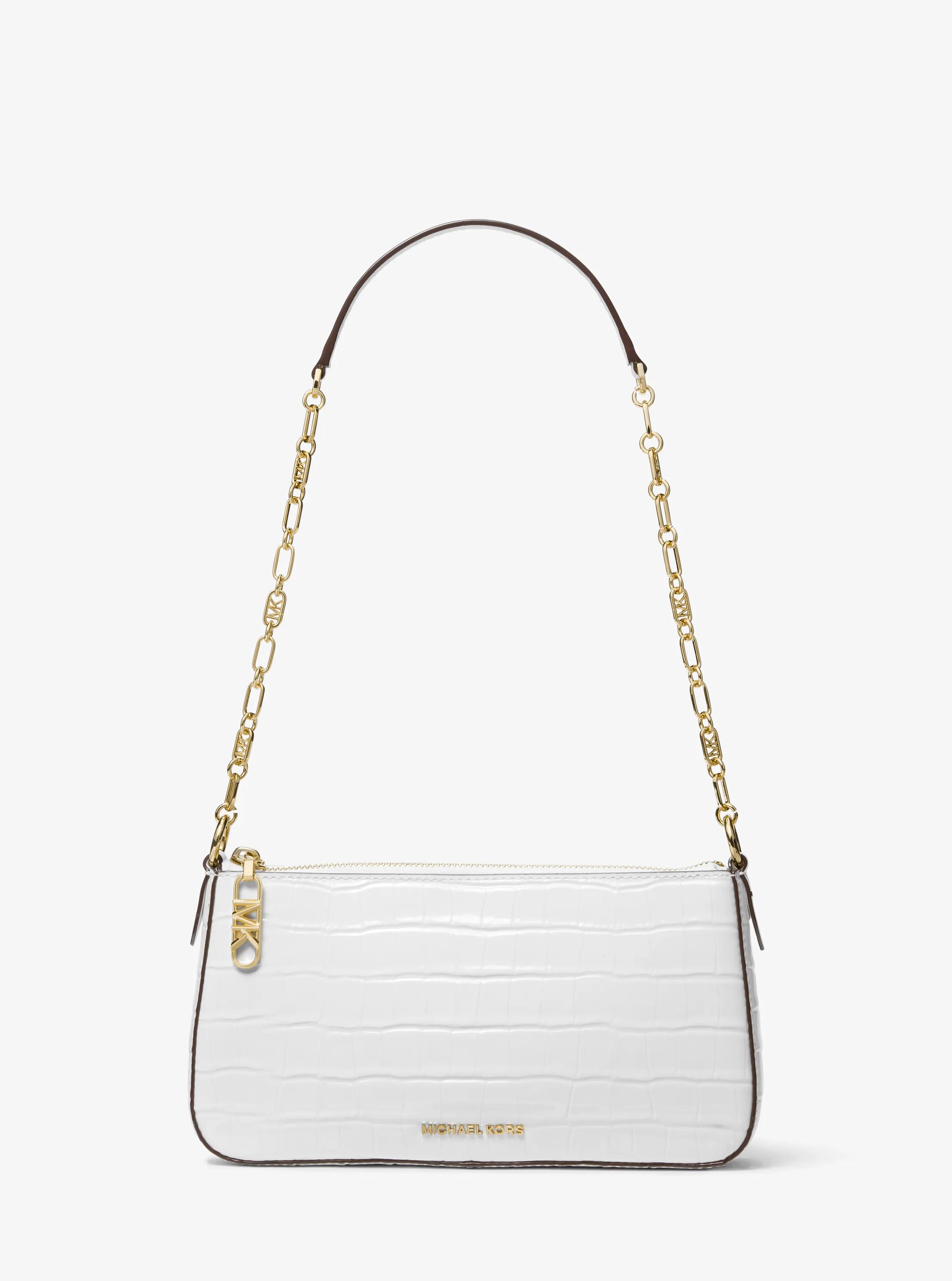 Sac port&eacute; &eacute;paule Empire de taille moyenne en cuir effet crocodile en relief et &agrave; maillons