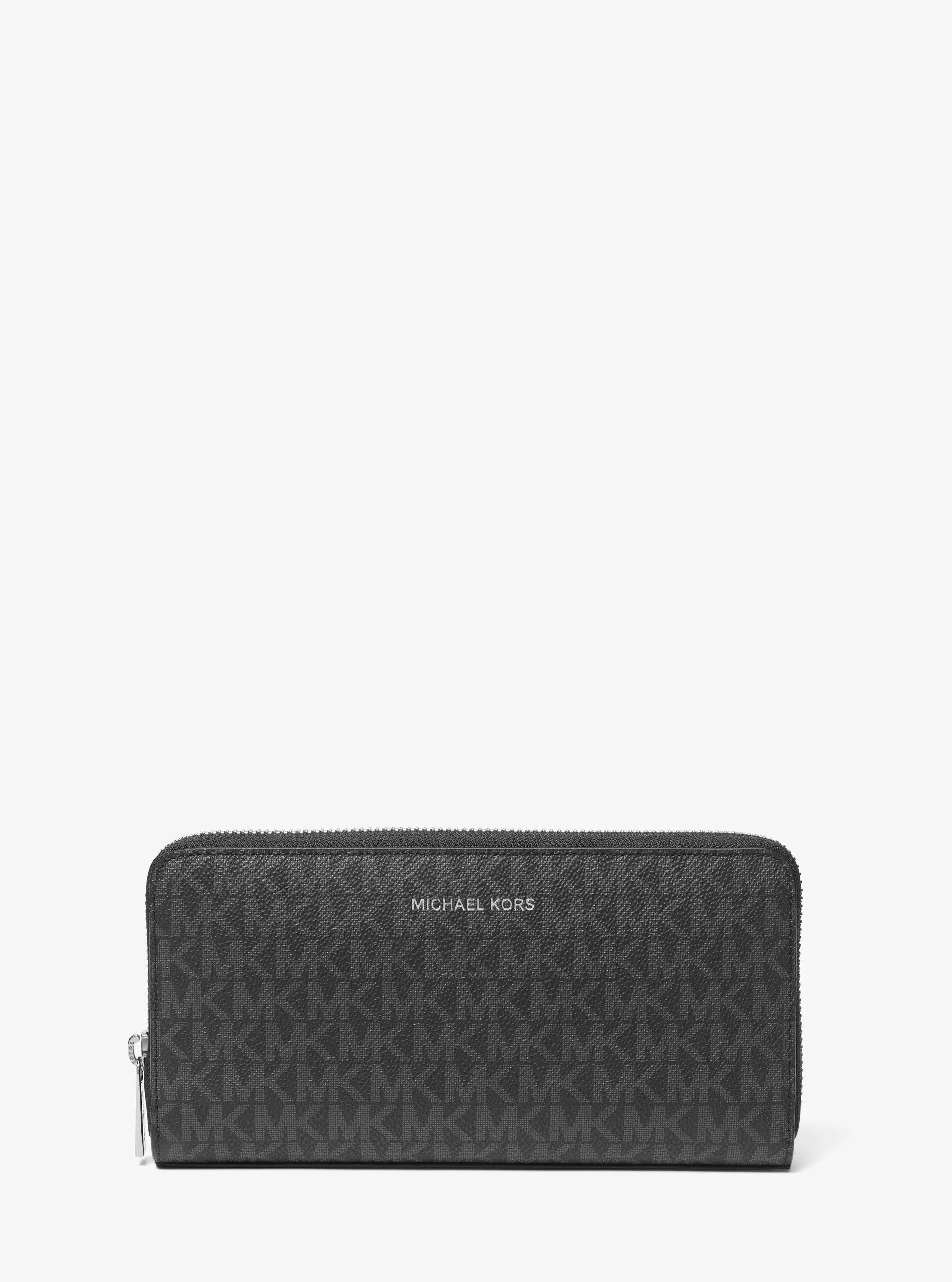 Cooper Logo Zip-Around Wallet in BLACK | Michael Kors
