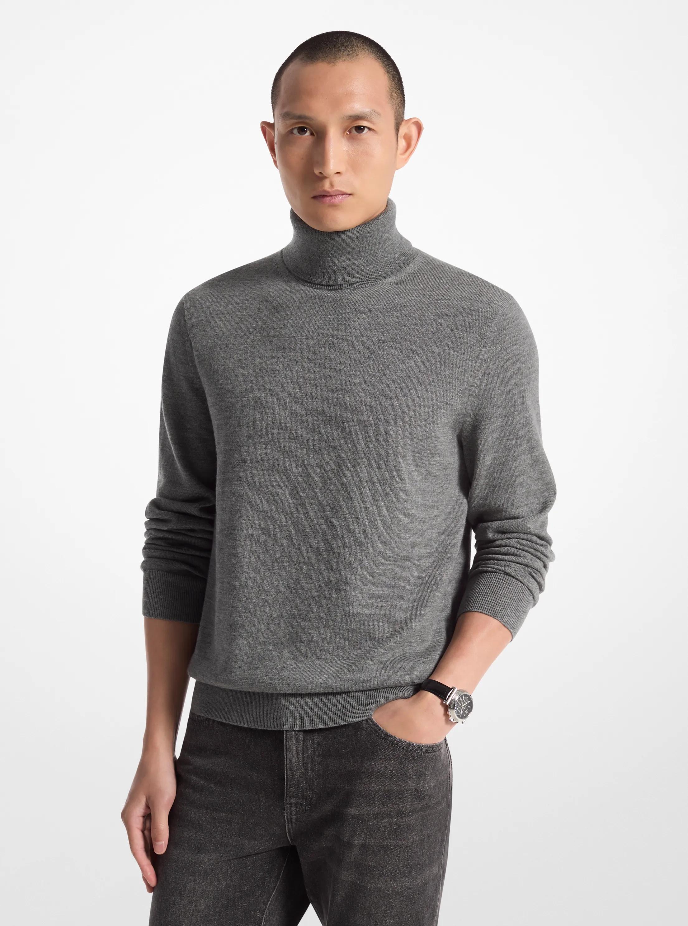 Merino Wool Turtleneck Sweater in ASH | Michael Kors