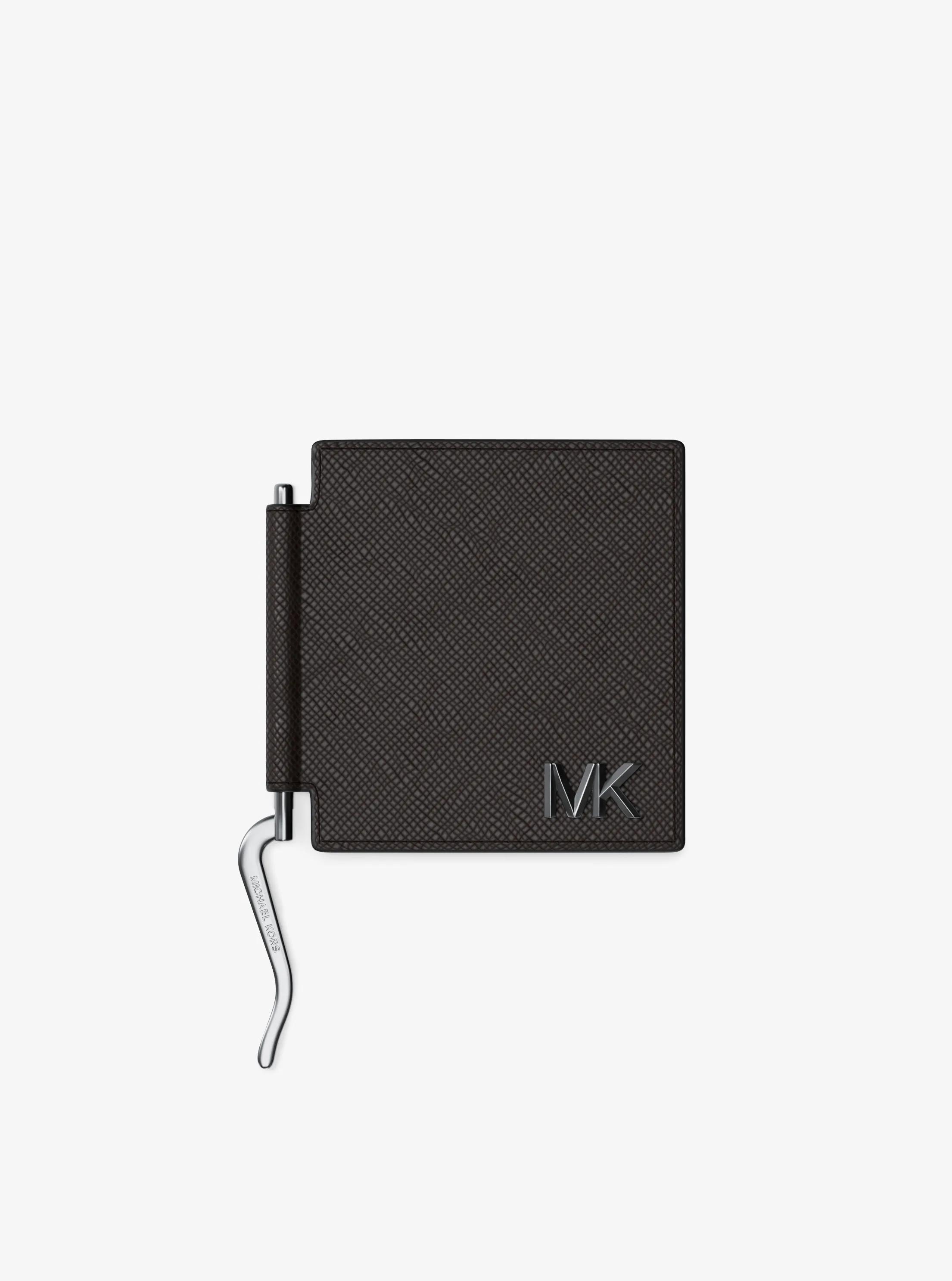 Edison Scratch-Resistant Leather Card Case with Money Clip in CHOCOLATE | Michael Kors