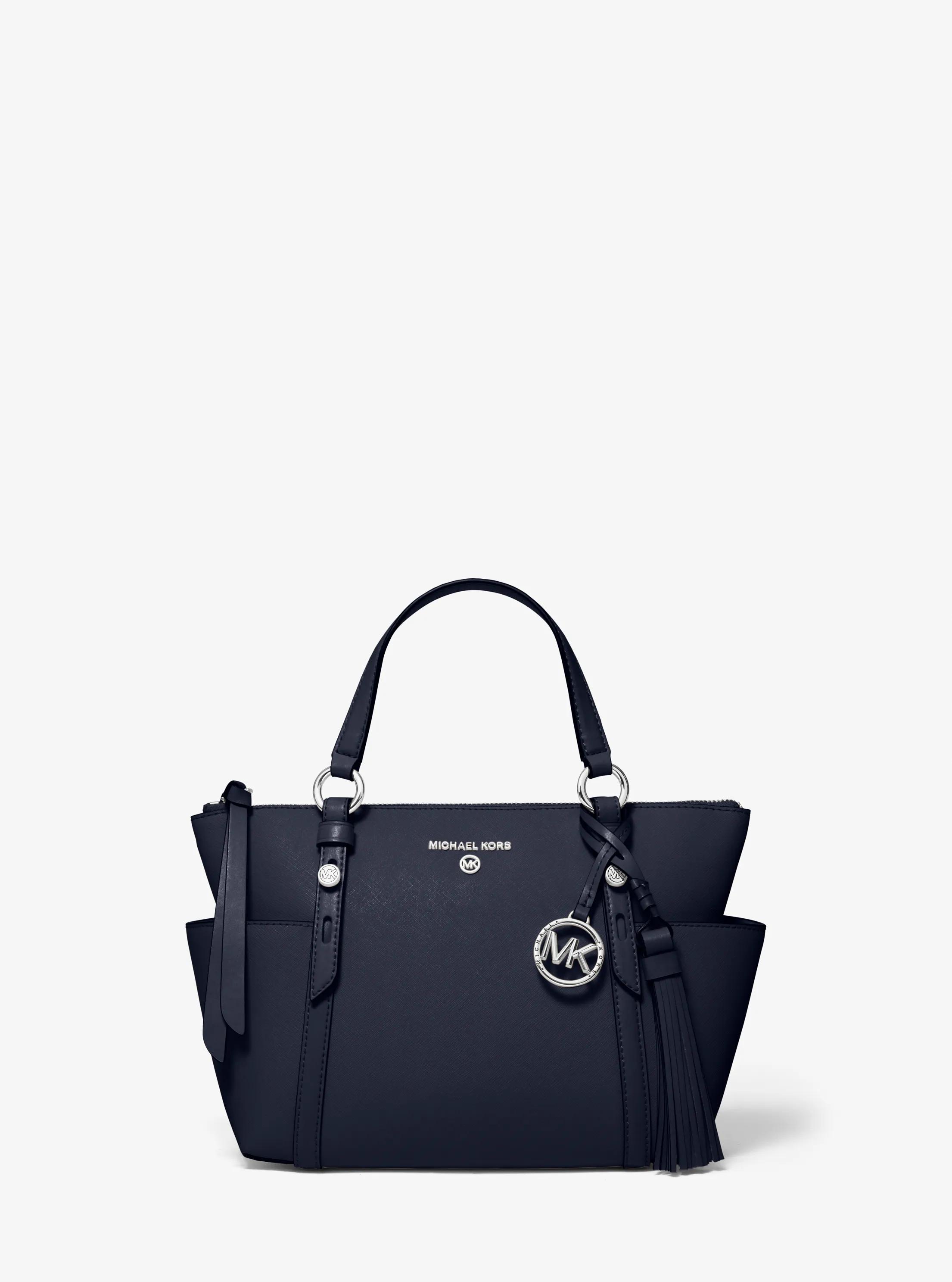 Sullivan Small Saffiano Leather Top-Zip Tote Bag in NAVY | Michael Kors