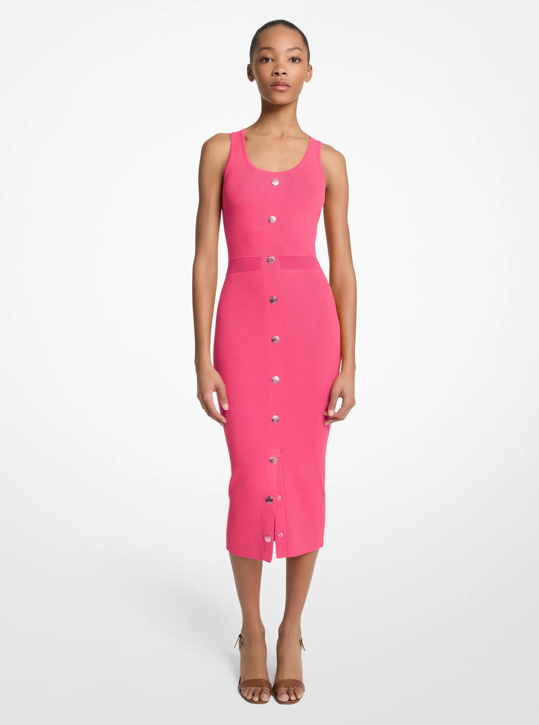 Vestido midi de tirantes en mezcla de viscosa el&aacute;stica in ROSA FLOR | Michael Kors