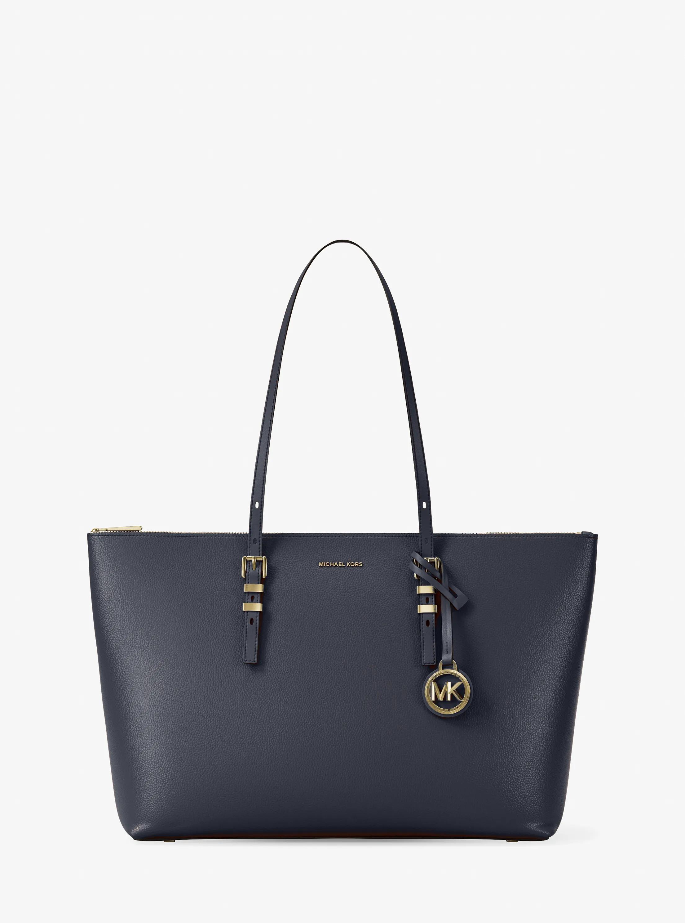 Quinn Large Pebbled Leather Tote Bag in MIDNIGHT | Michael Kors