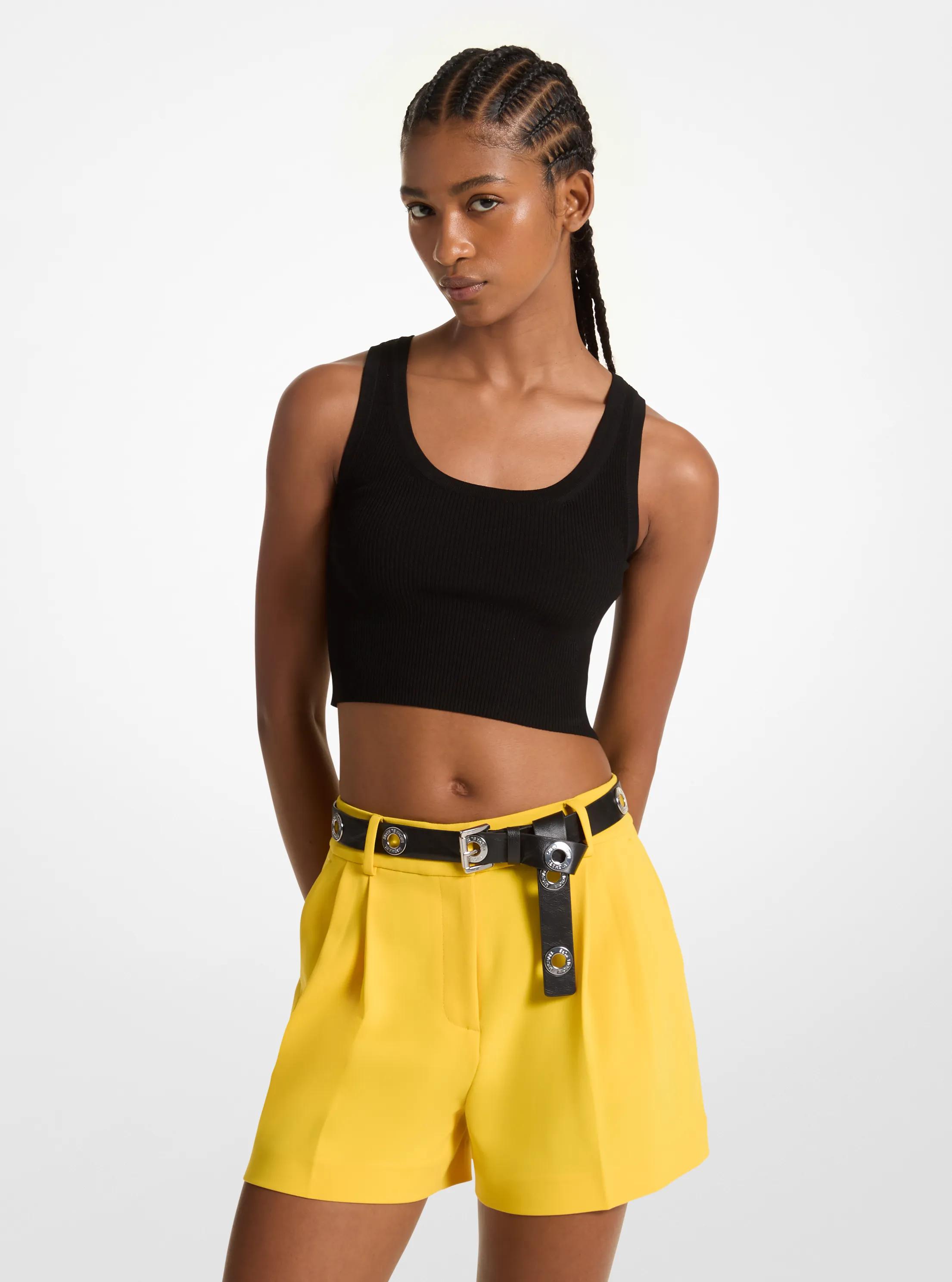 Pleated Crepe Shorts in BRIGHT DANDELION | Michael Kors