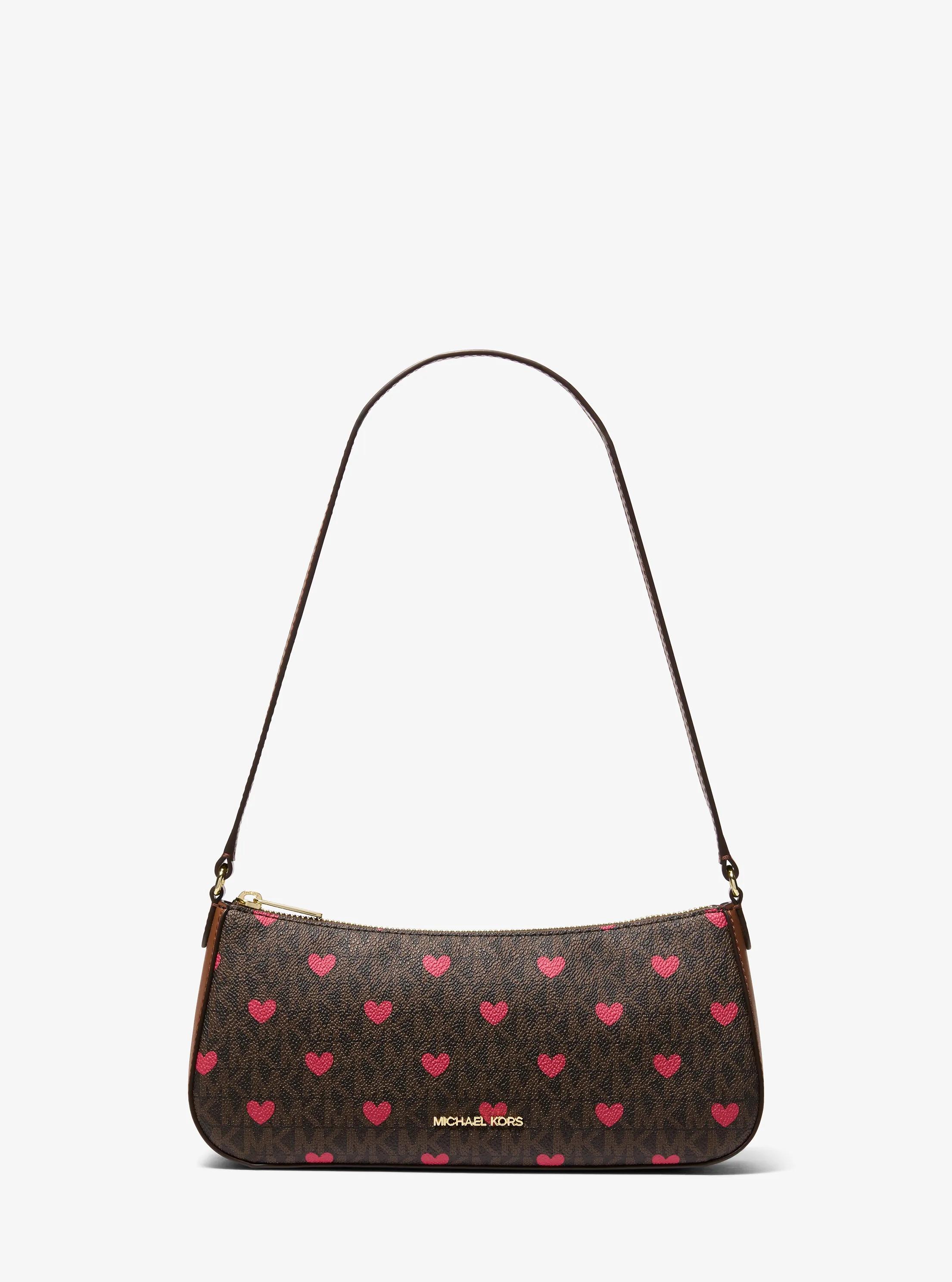 Sammy Small Printed Signature Logo Pochette in BROWN | Michael Kors