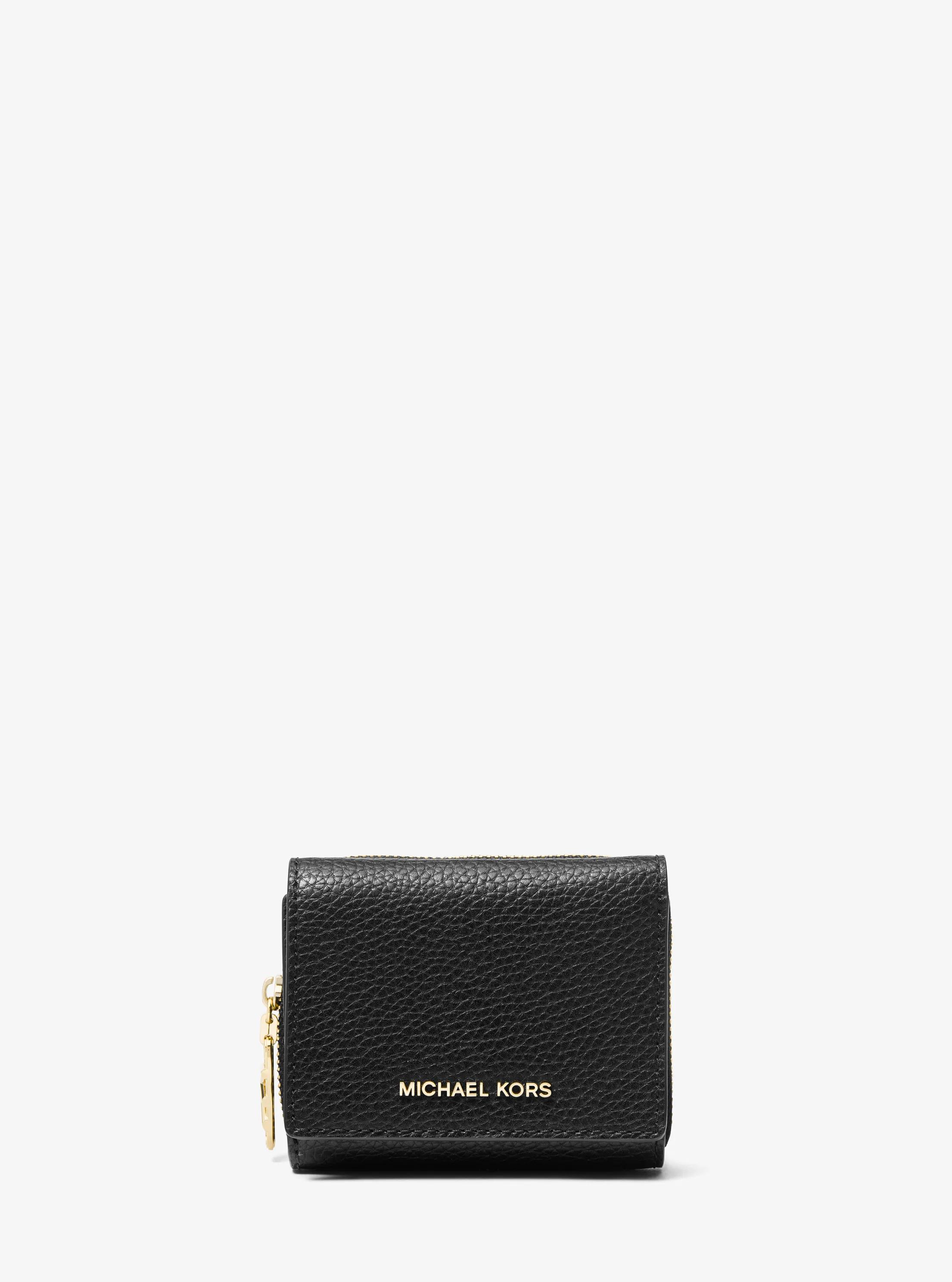 Cartera peque&ntilde;a de piel granulada con logotipo imperio y tres pliegues