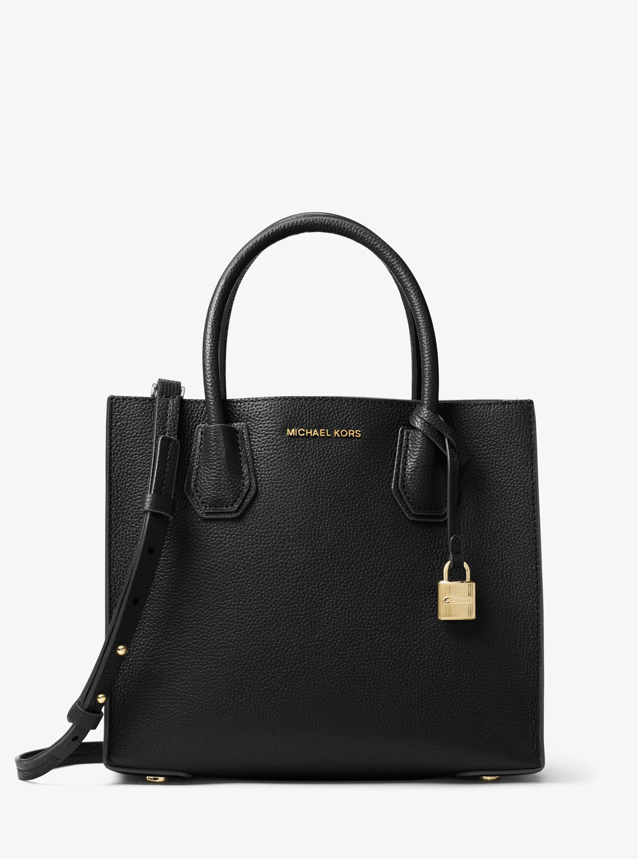 Mercer Medium Pebbled Leather Tote Bag in BLACK | Michael Kors