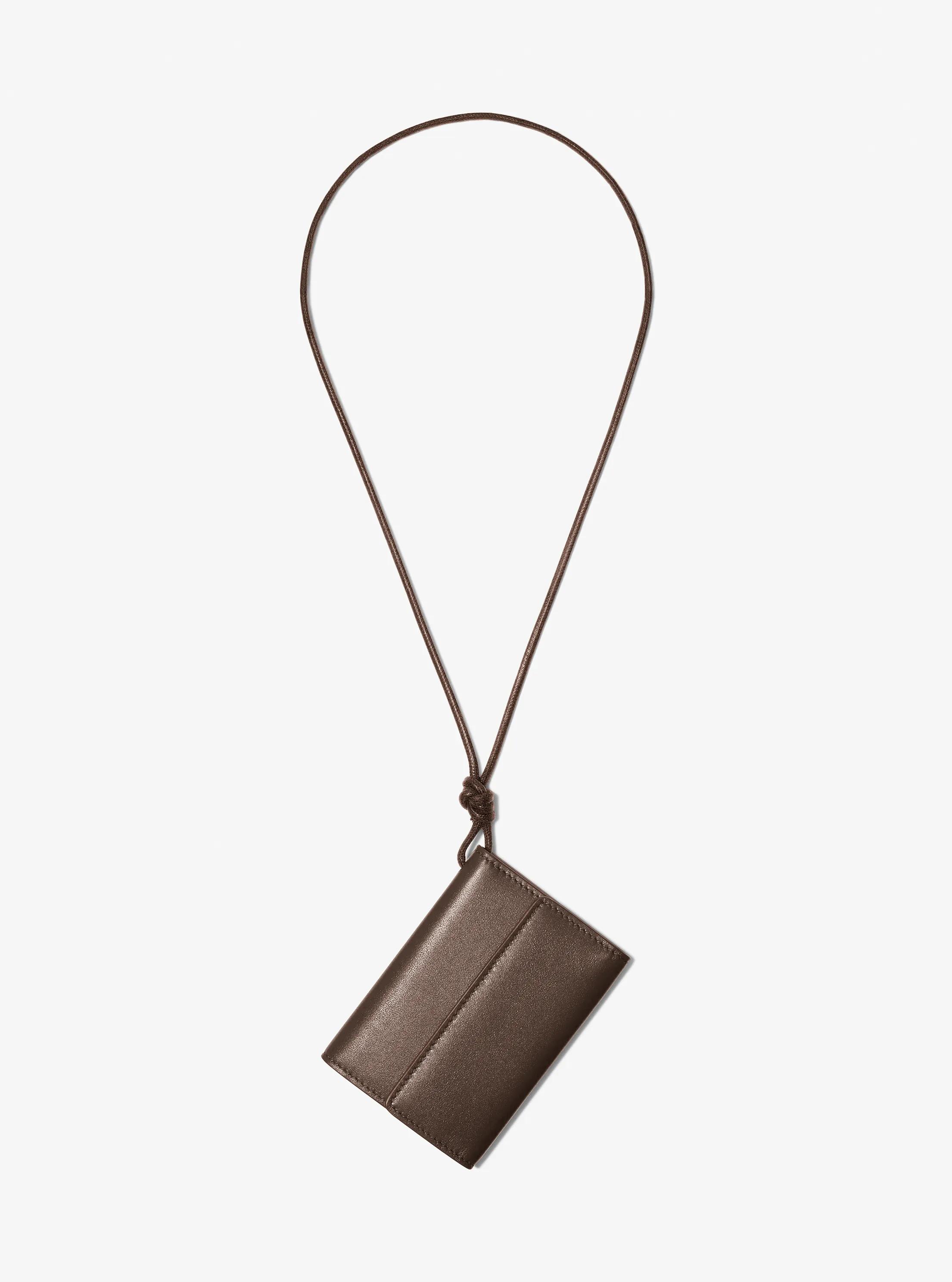Leather Card Holder Necklace in ESPRESSO | Michael Kors