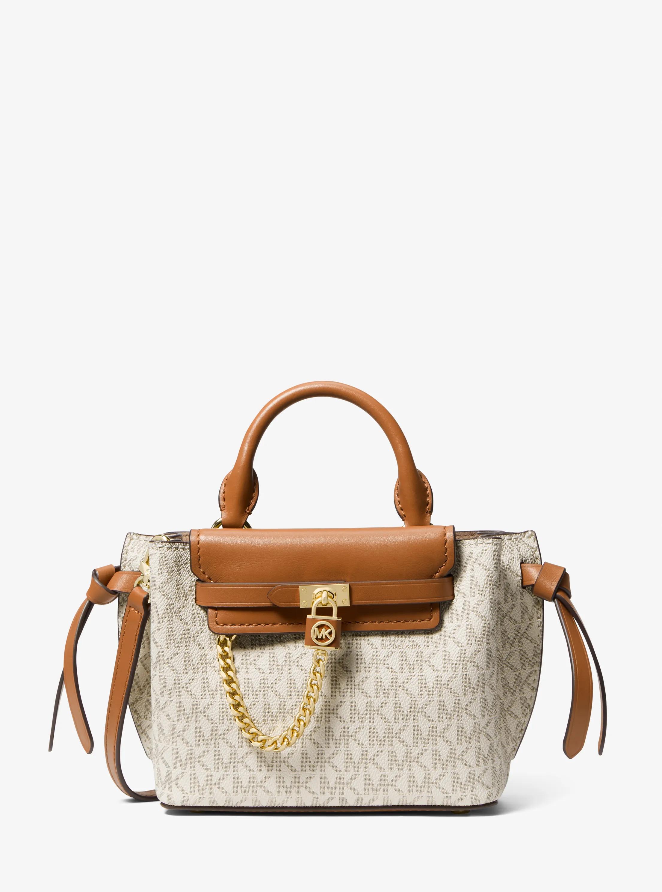 Bolso satchel Hamilton Legacy extrapeque&ntilde;o con logotipos y tiras decorativas