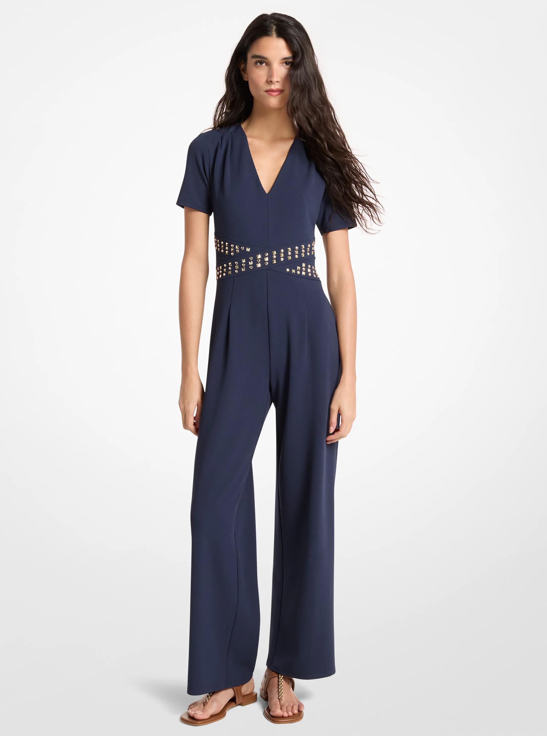 Combinaison en cr&ecirc;pe de n&eacute;opr&egrave;ne clout&eacute;e in MIDNIGHTBLUE | Michael Kors