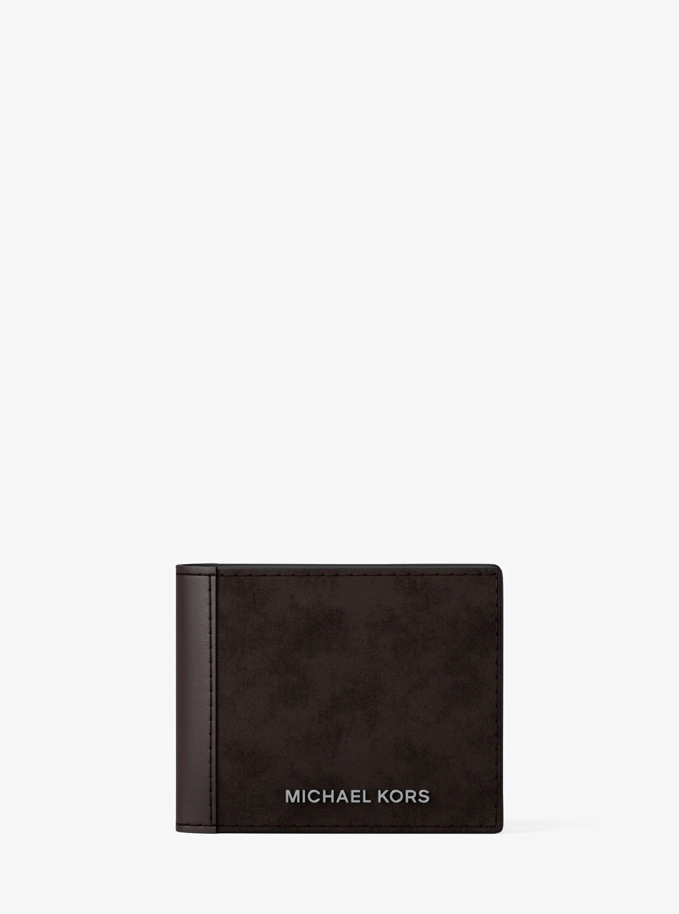 MK Portefeuille compact Mason en daim - Marron - Michael Kors