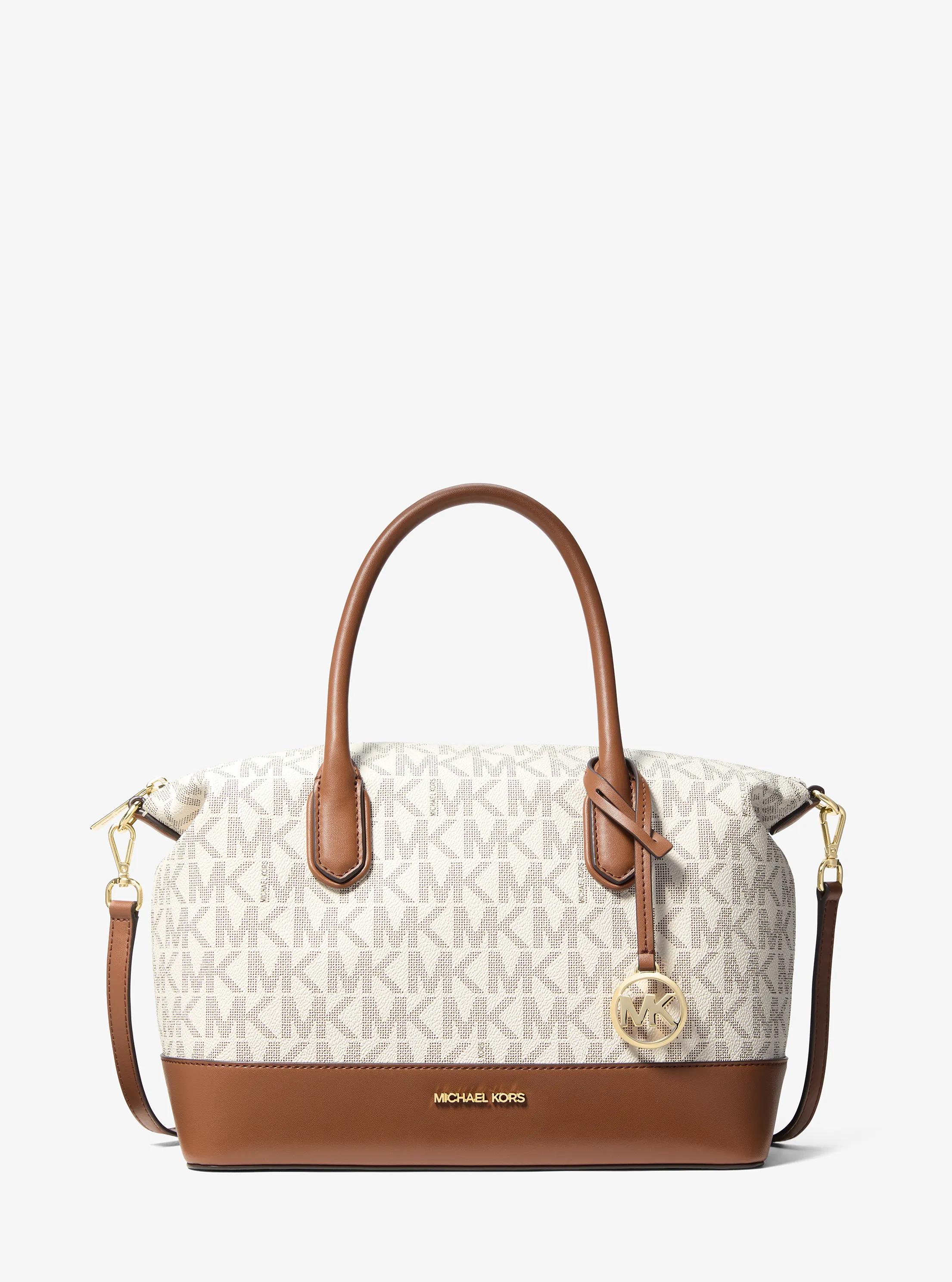 Borsa a mano Hyde media con stampa logo in VANIGLIA/CUOIO | Michael Kors