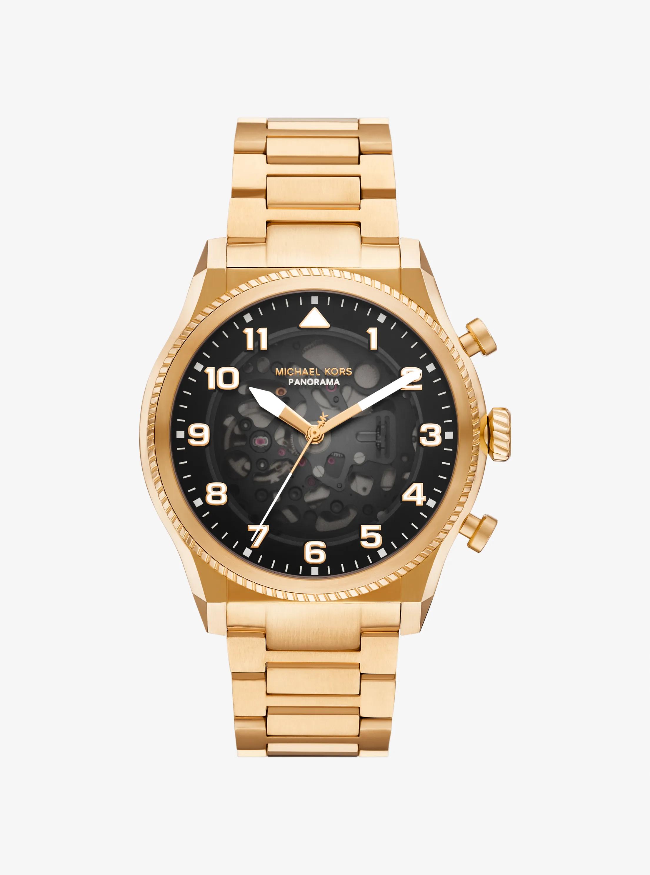 Oversized Panorama Gold-Tone Watch in GOLD | Michael Kors