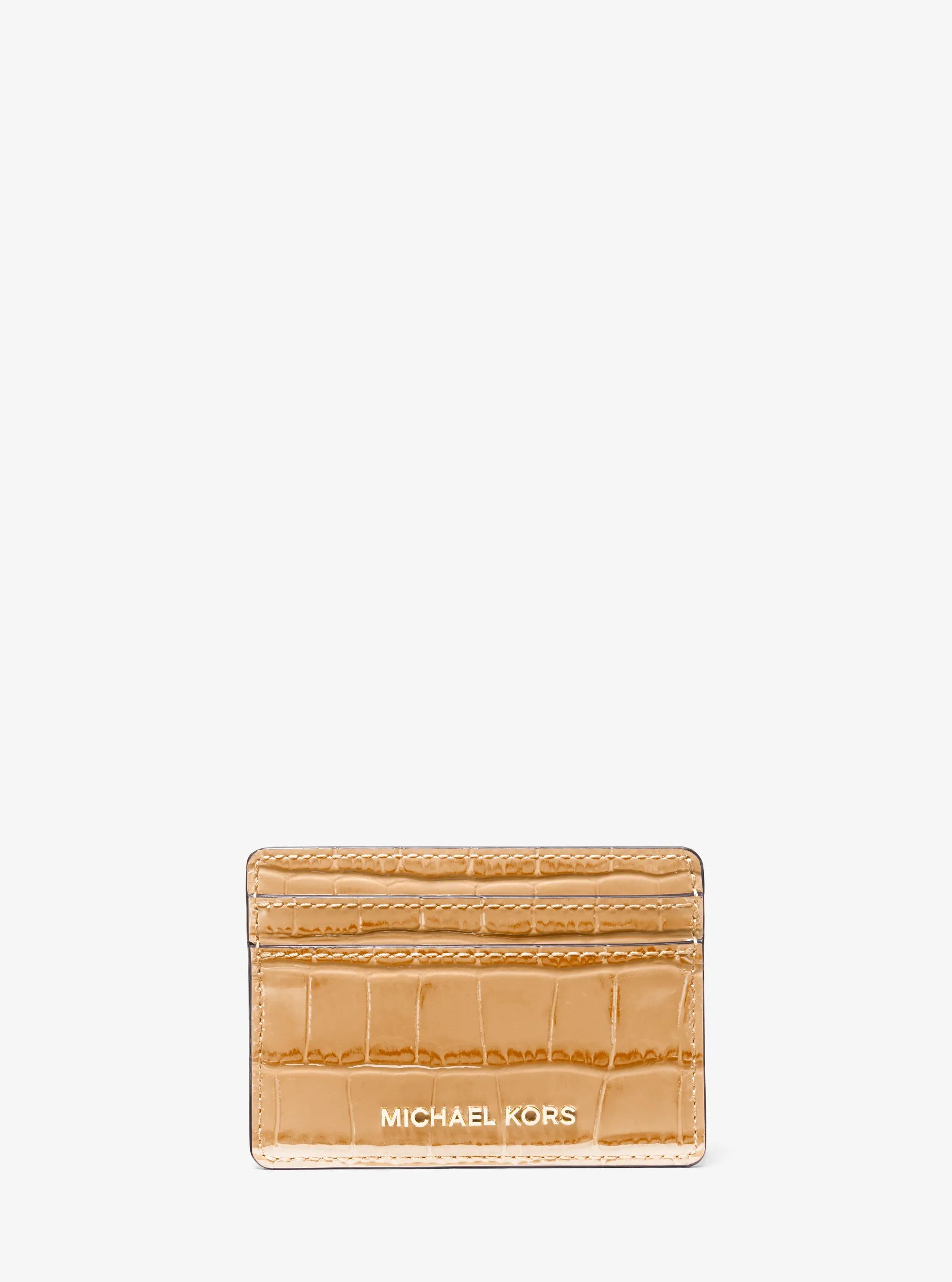 Petit porte-cartes Jet&nbsp;Set en cuir effet crocodile en relief
