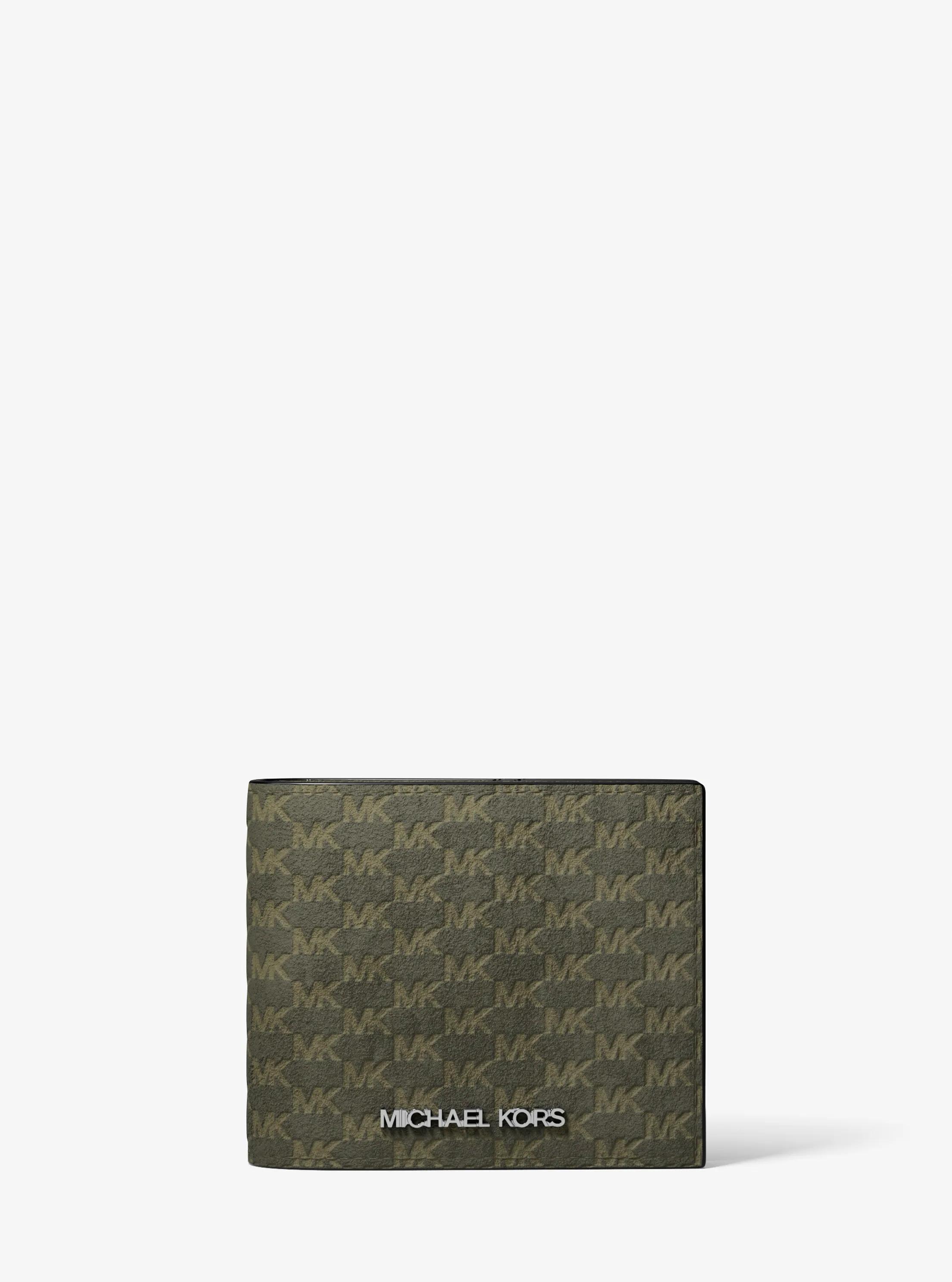 Cooper Logo Debossed Polyester Microsuede Wallet in OLIVE | Michael Kors