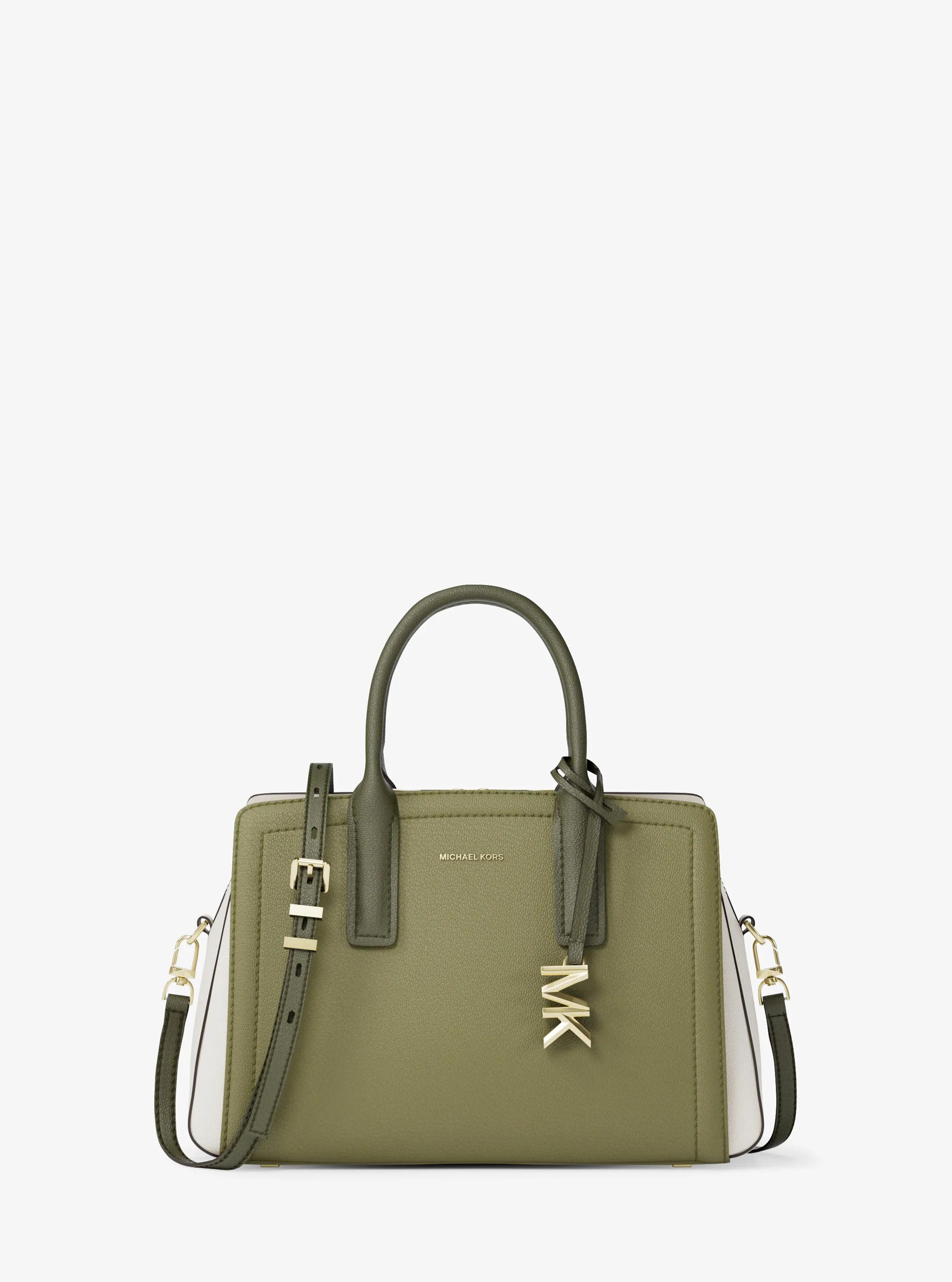 Laila Small Color-Block Pebbled Leather Satchel in PSTACHIO MLT | Michael Kors