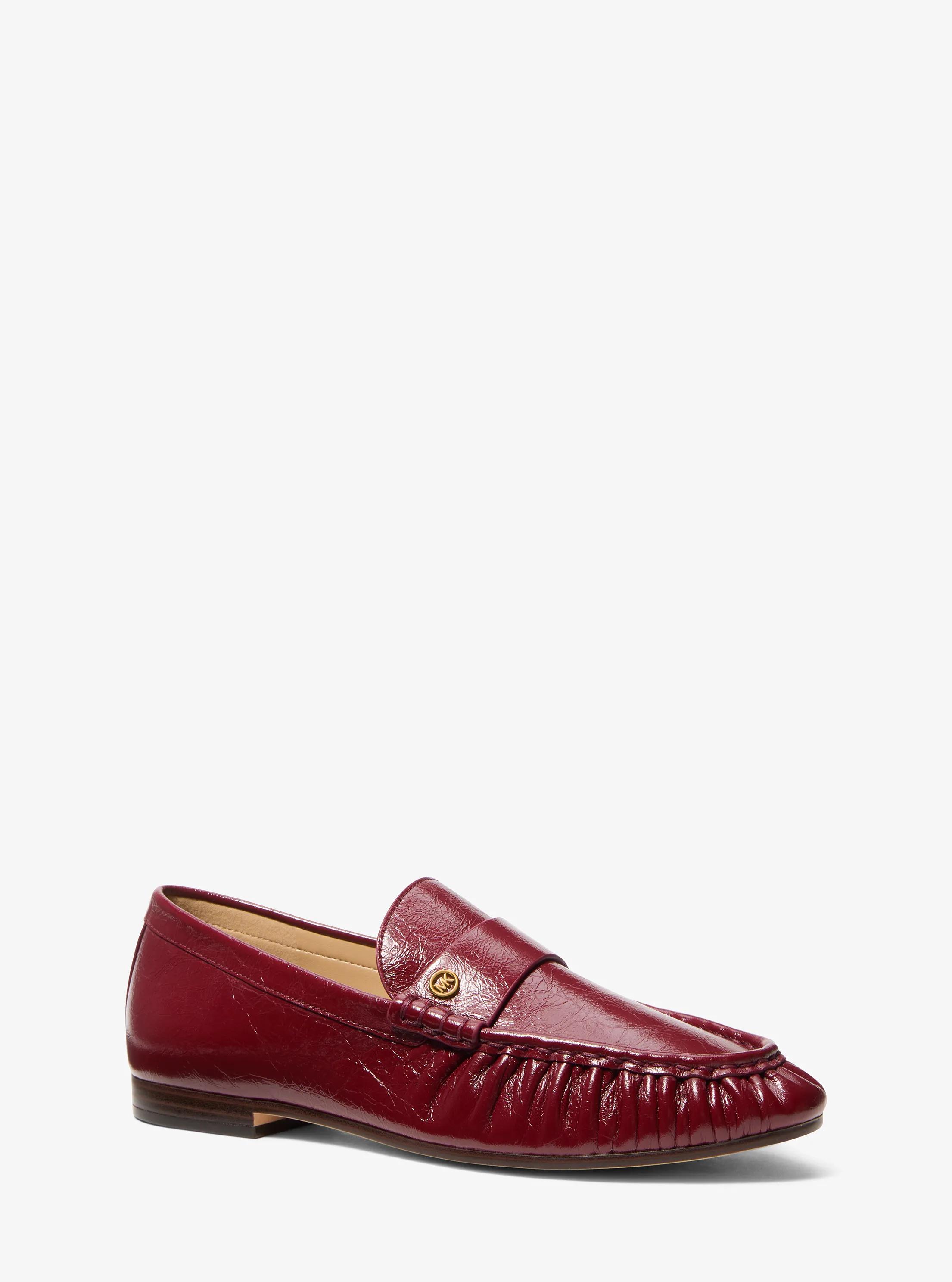 MK Mocassin Jennings en cuir froissé - Rouge - Michael Kors