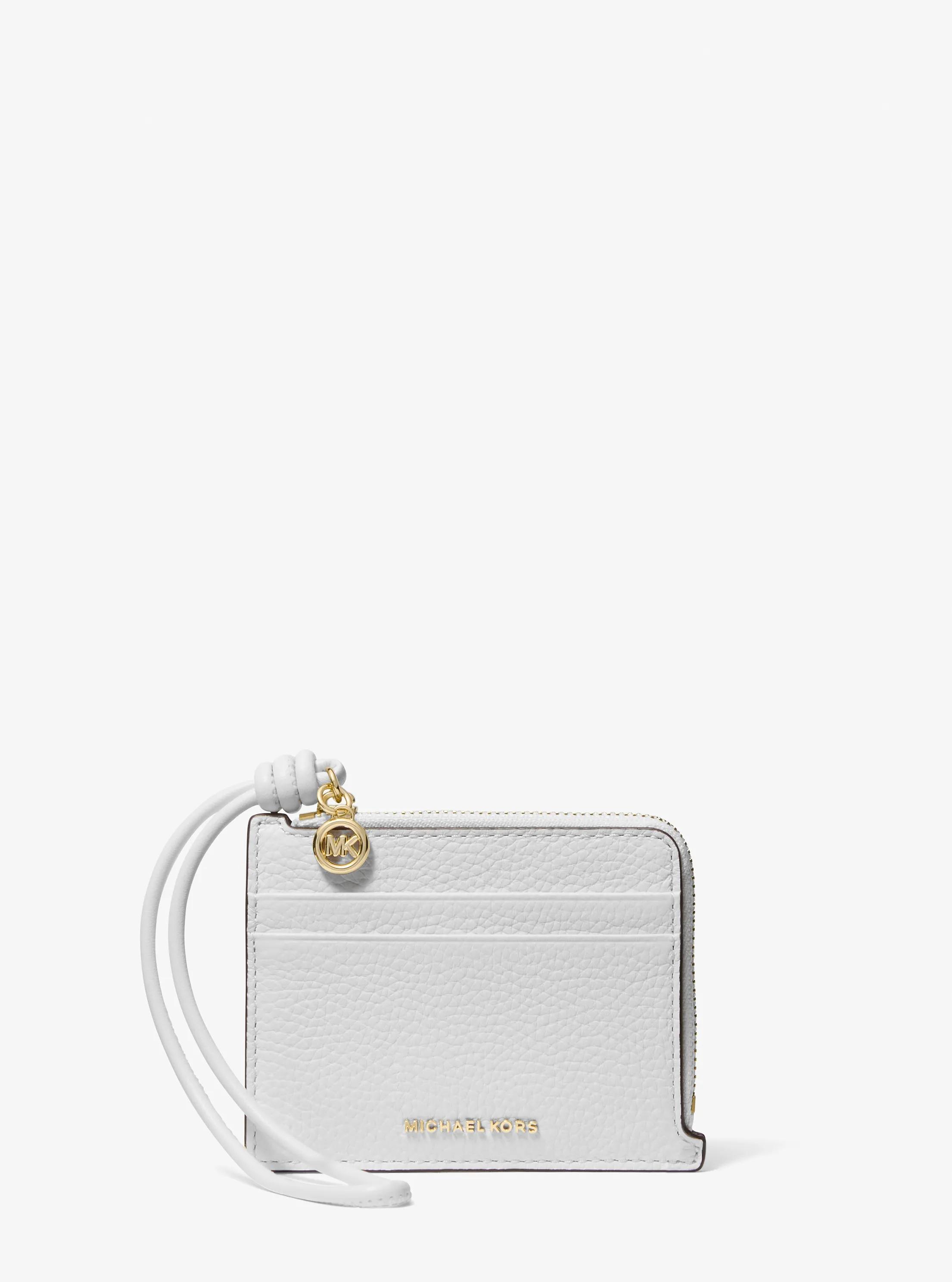 MK Petit porte-cartes Jet Set en cuir grainé à dragonne - Blanc - Michael Kors