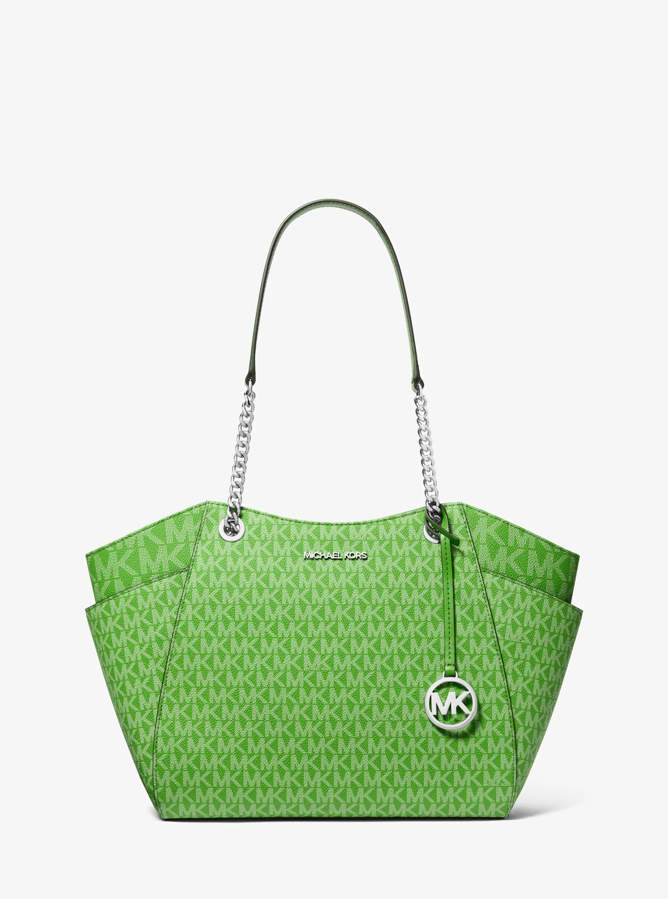 Jet Set Large Signature Logo Shoulder Bag in AMAZON GREEN - Sale ...