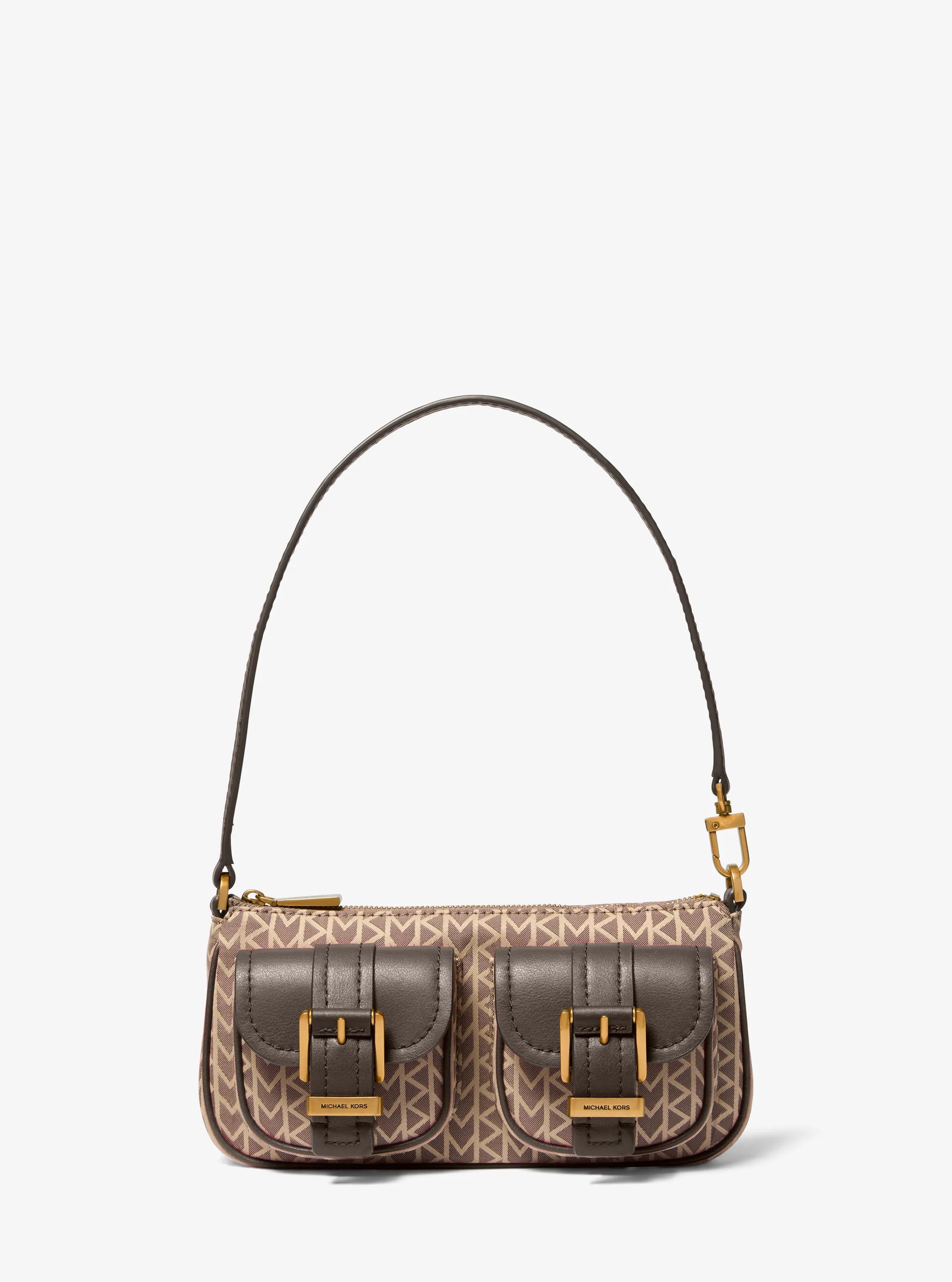 Zoe Small MK2000 Logo Jacquard Pochette in NATURAL | Michael Kors
