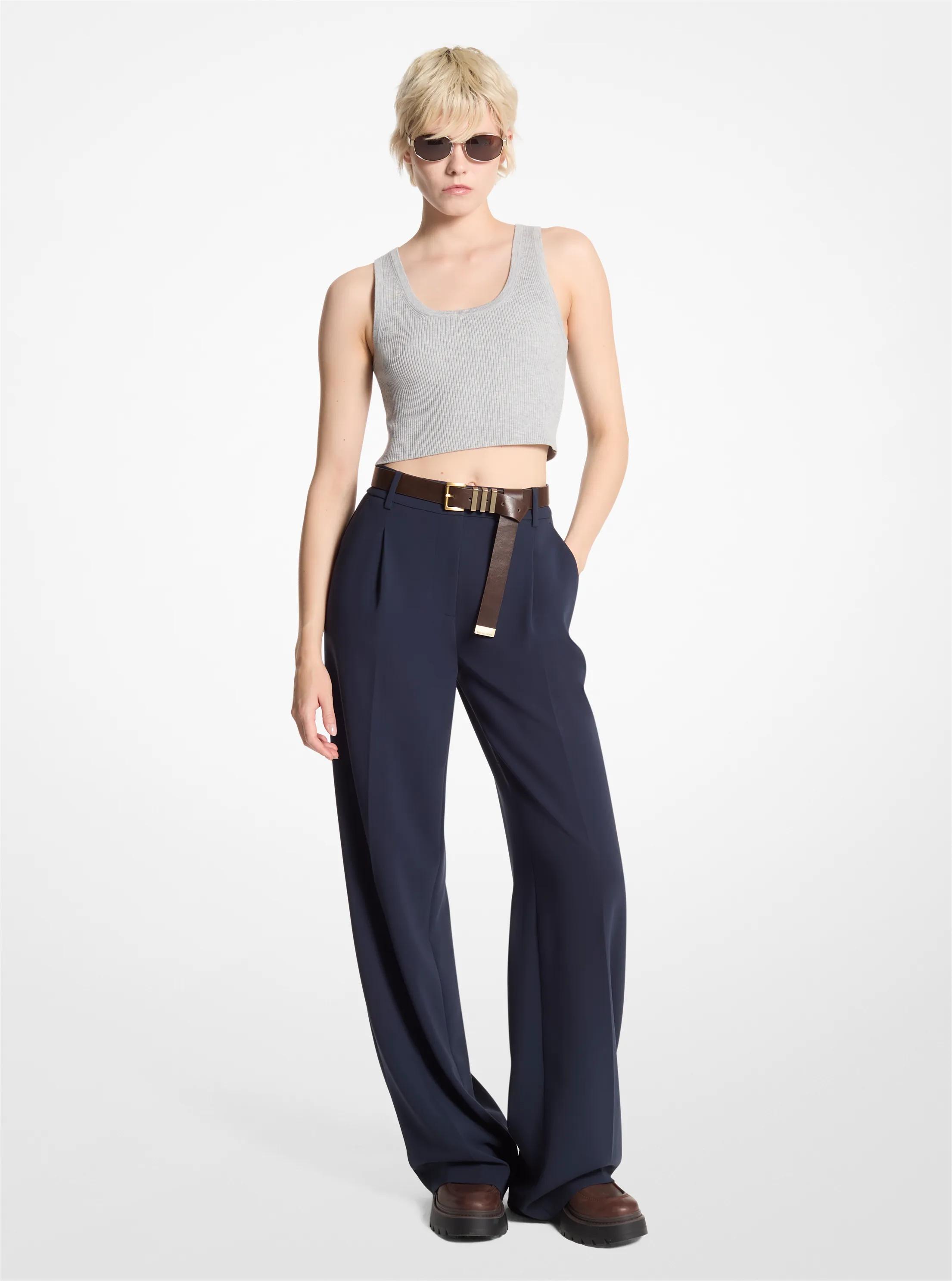 Crepe Wide-Leg Pants