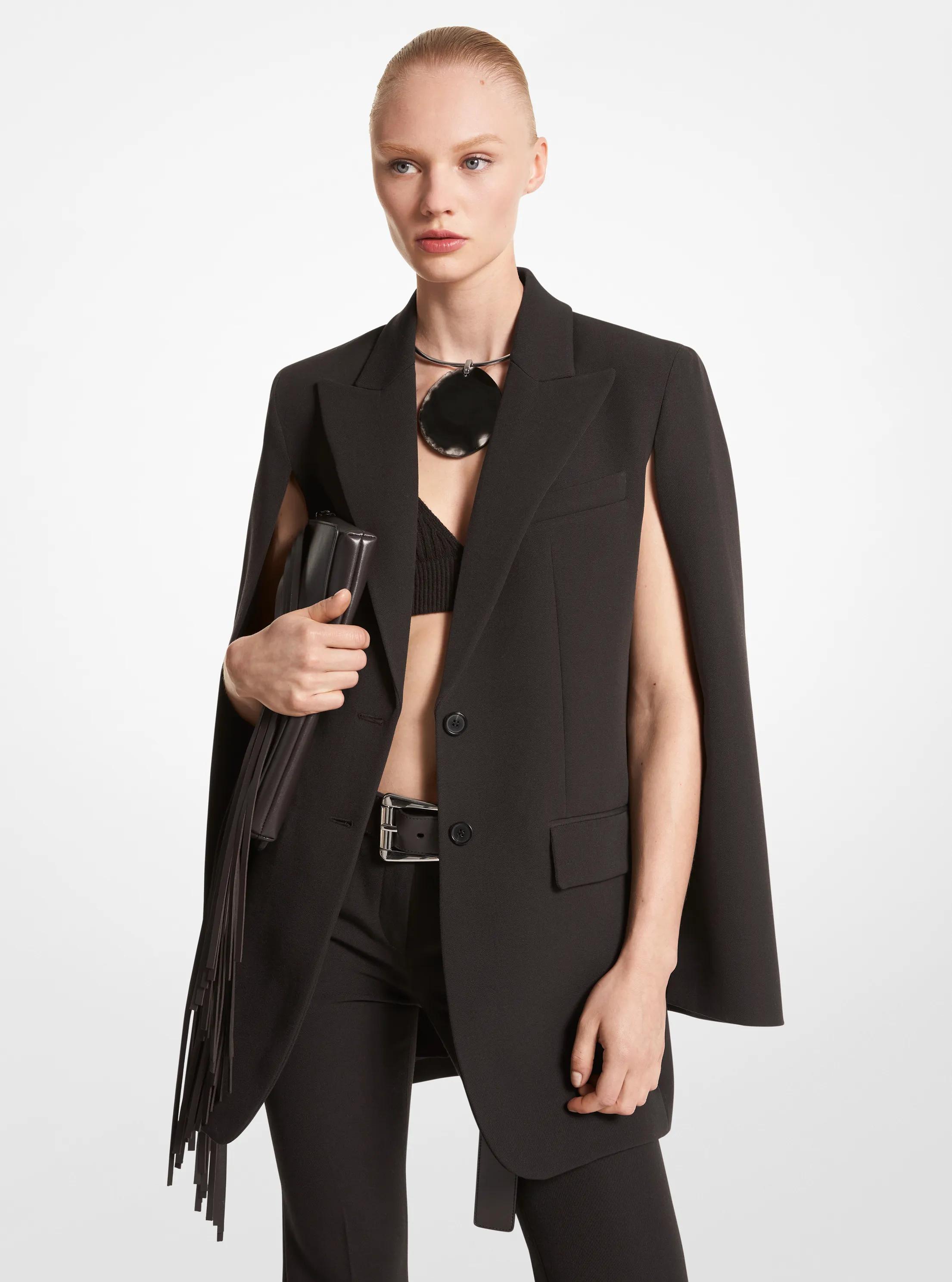 Wool Gabardine Cape Jacket in CHOCOLATE | Michael Kors