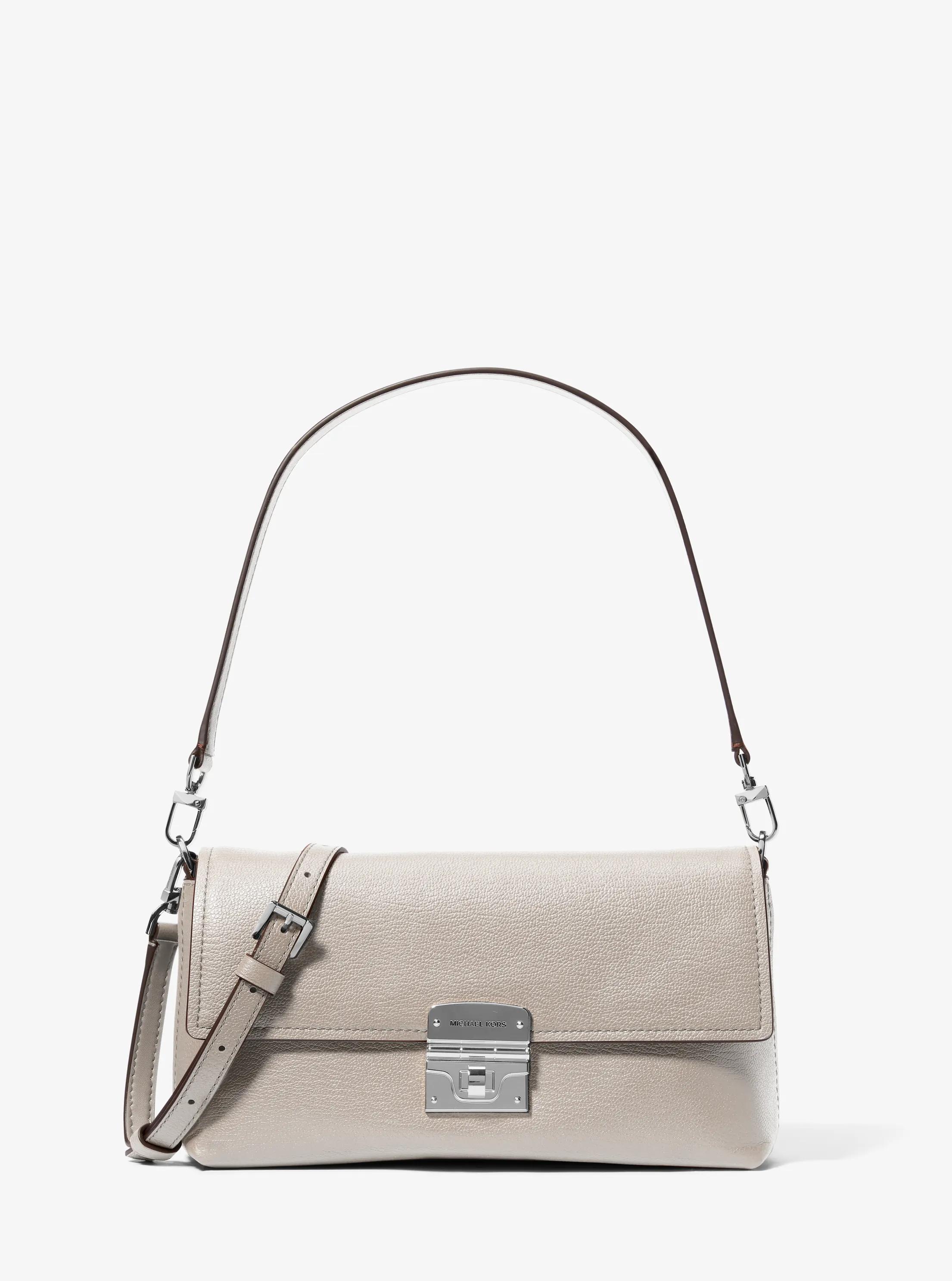 Addie Medium Leather Convertible Shoulder Bag in LIGHT SAND | Michael Kors