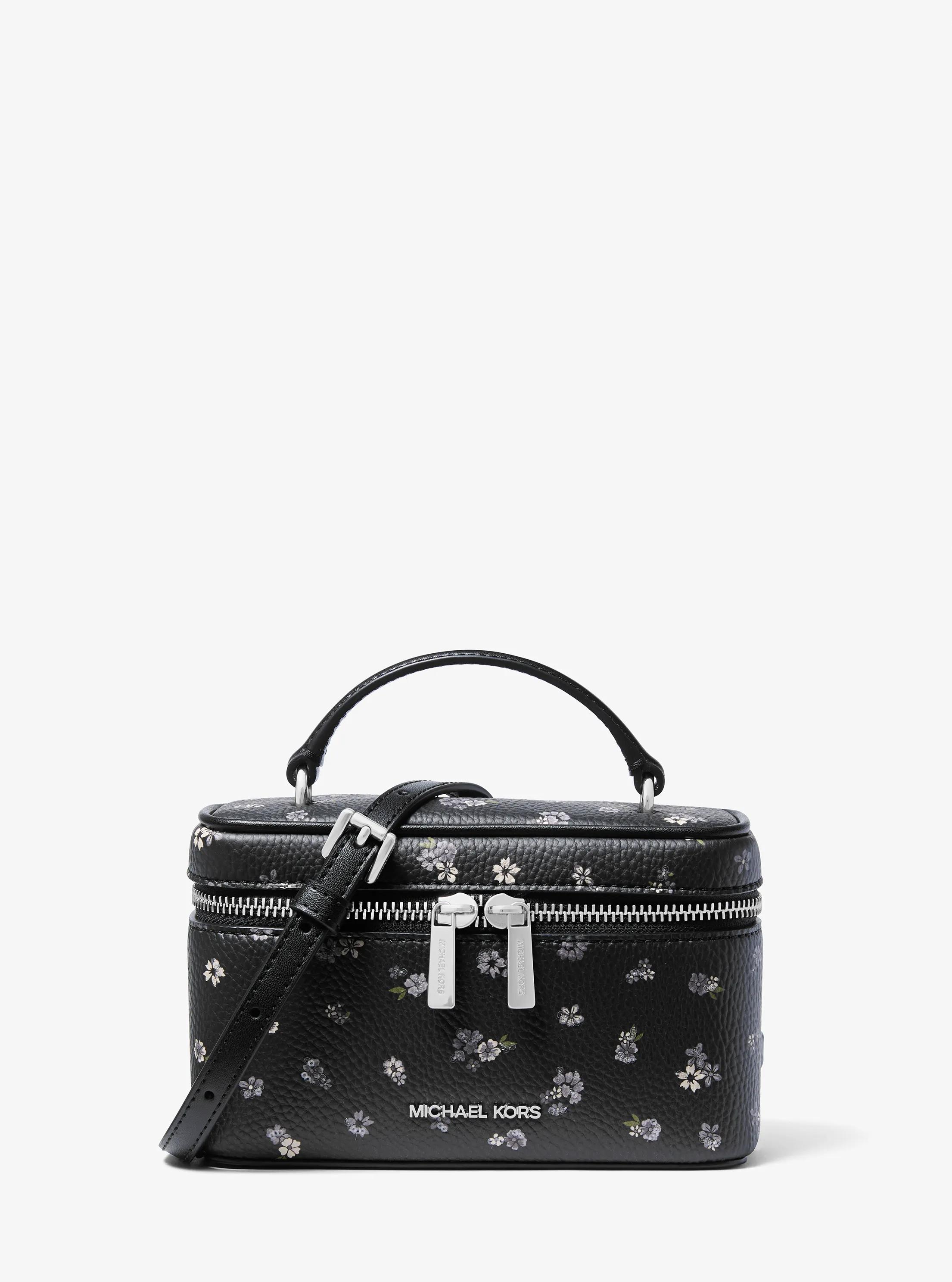 Vivi Small Floral Printed Vanity Crossbody Bag in BLACK | Michael Kors