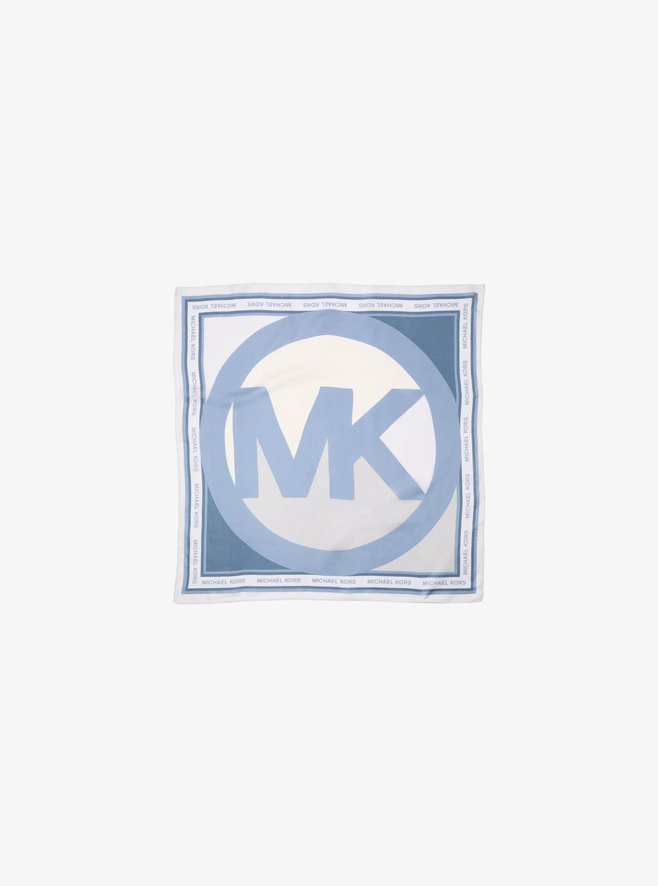 Color-Block Logo Charm Silk Bandana in CHAMBRAY | Michael Kors