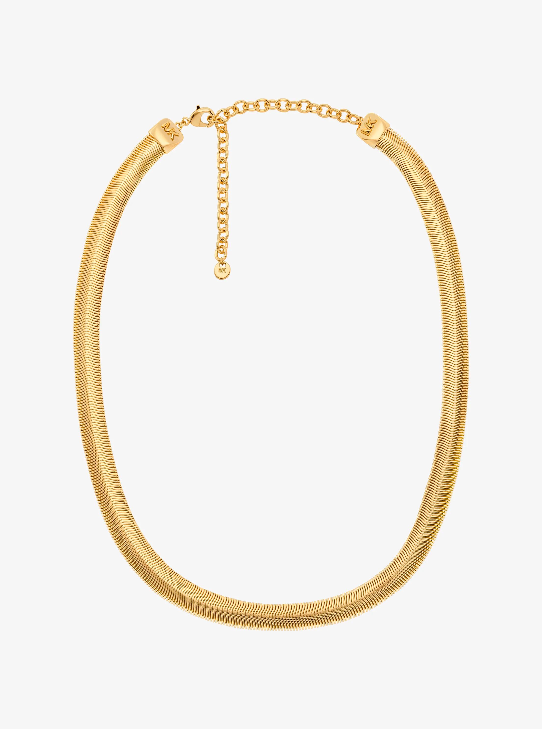Collana a catena snake tubogas in ottone placcato in metallo prezioso