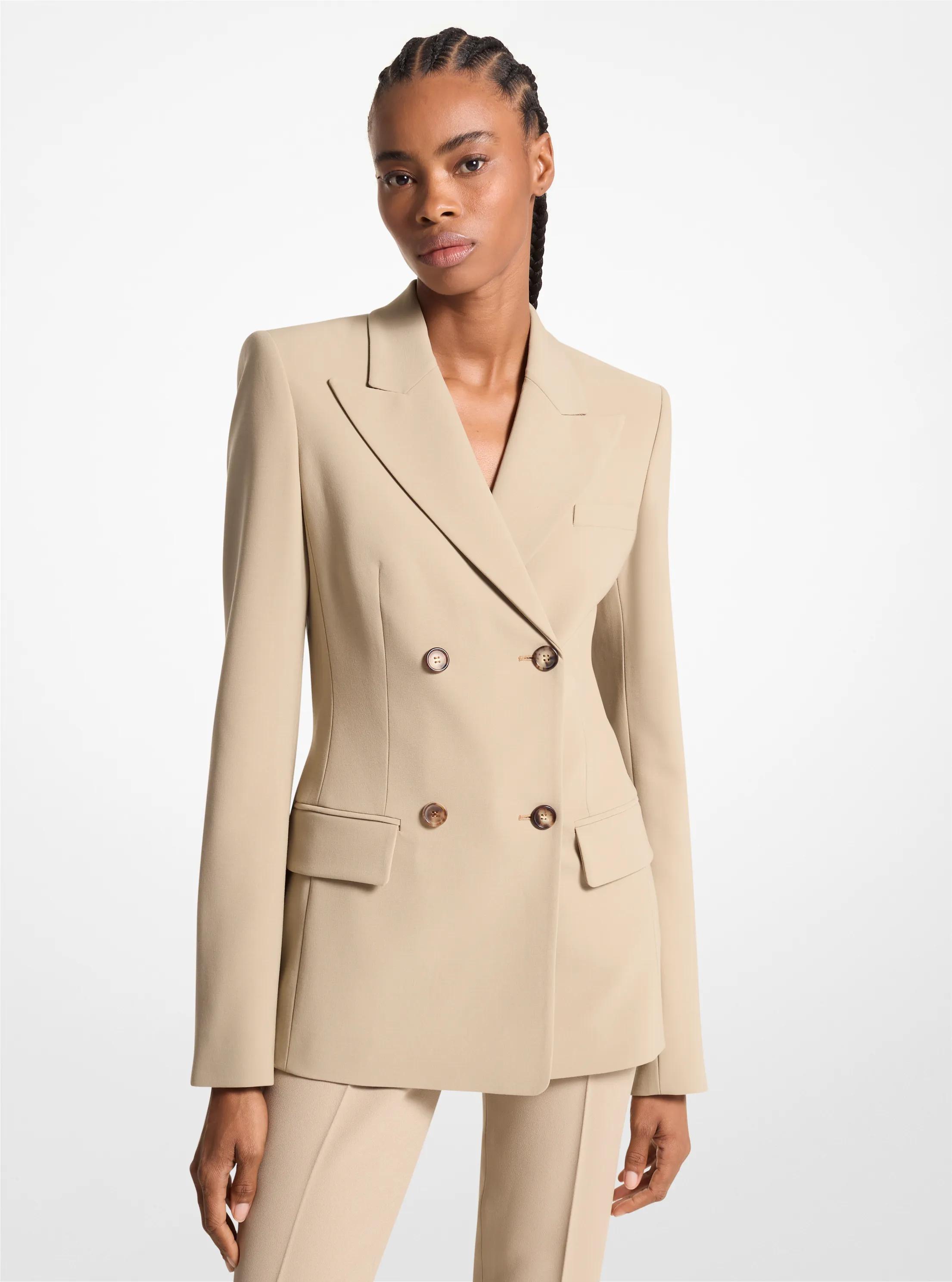 Blazer Georgina de sarga de lana con doble botonadura in ARENA | Michael Kors