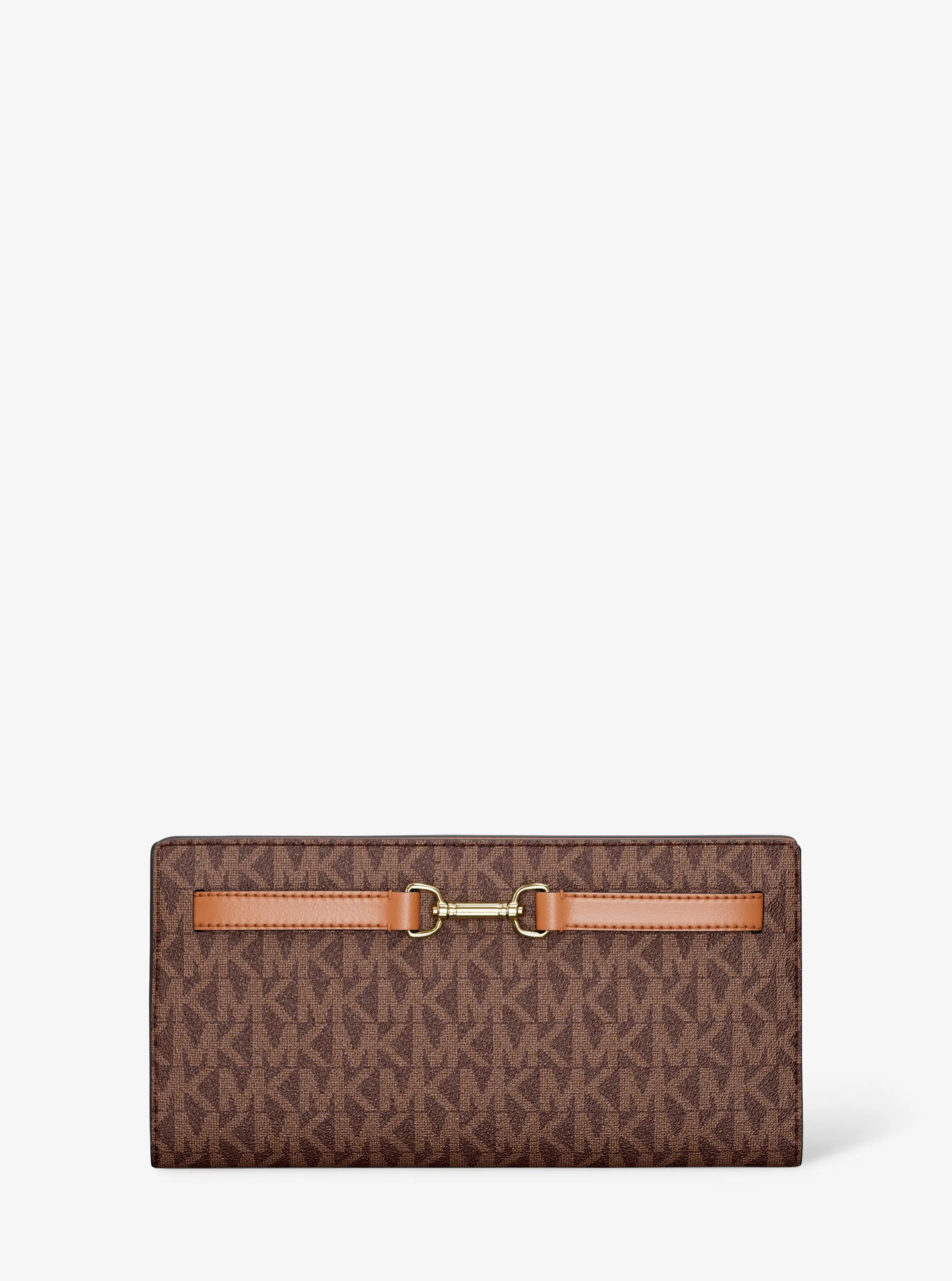 Carson Large Signature Logo Wallet in BROWN | Michael Kors